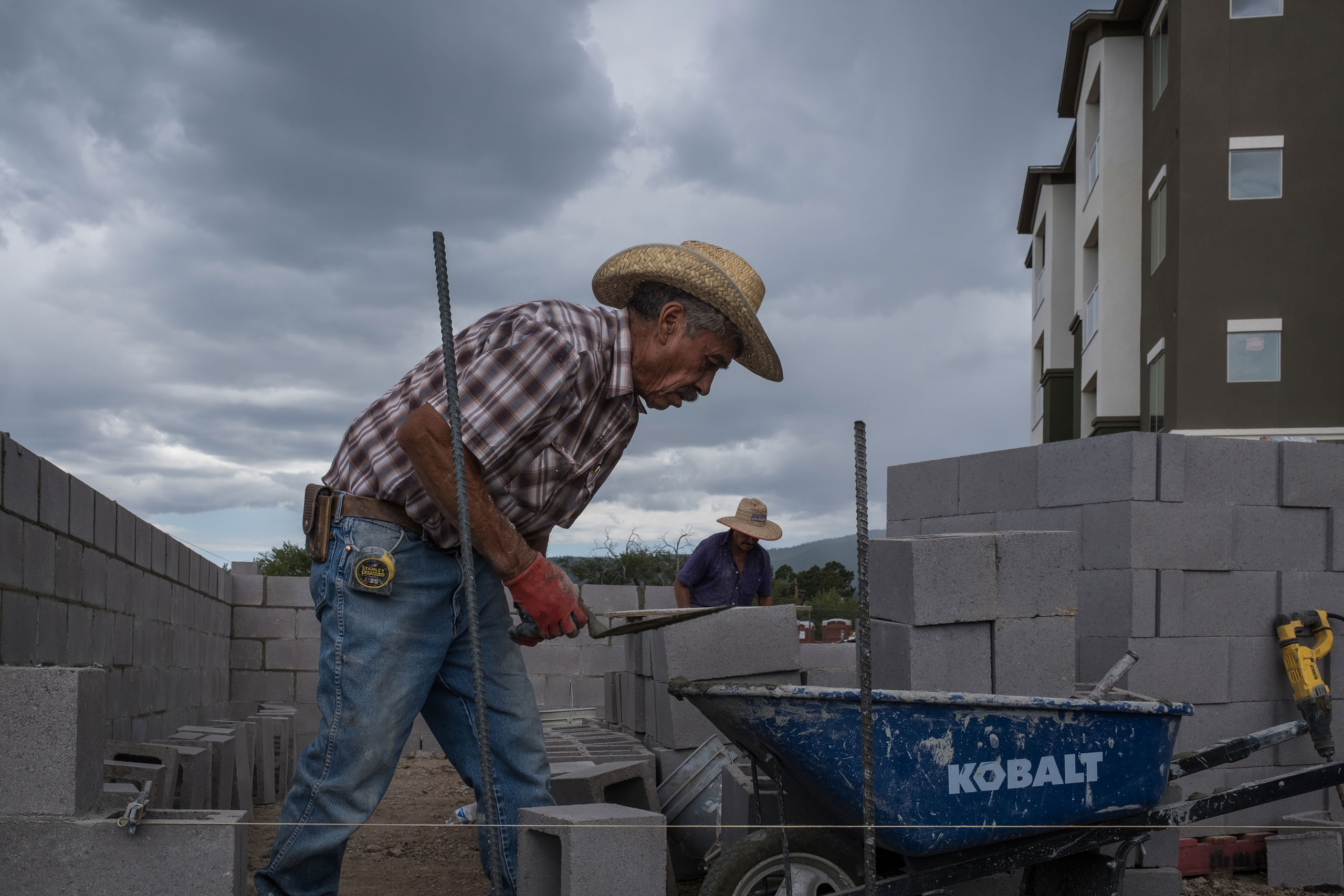 workers at a housing construction site in Los Alamos