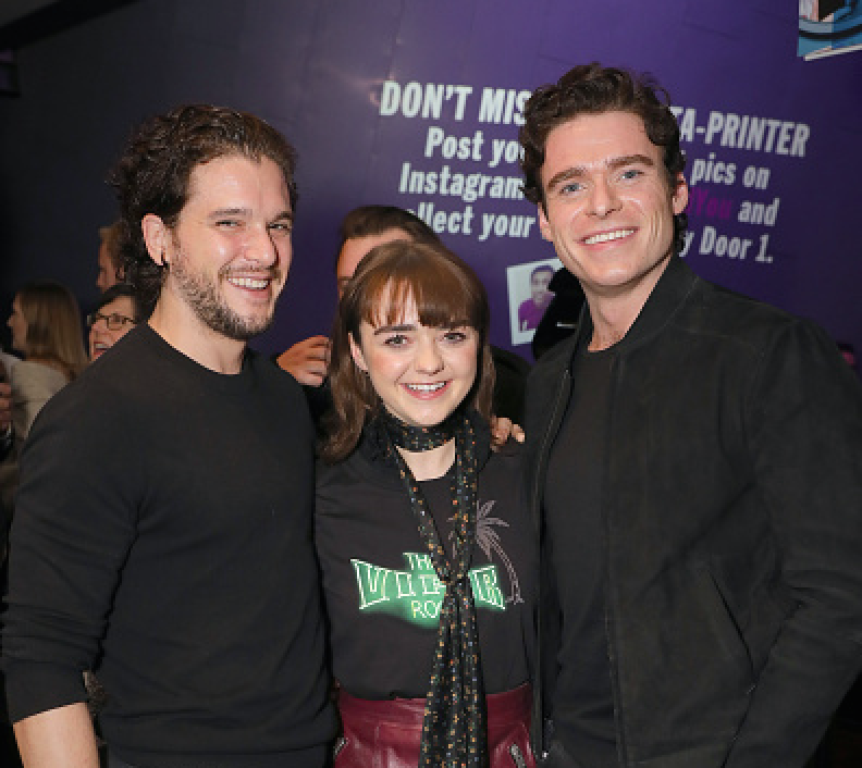 Kit Harington, Maisie Williams and Richard Madden attend the press night of 'I and You' at Hampstead Theatre at Hampstead Heath on October 25, 2018 in London, England.