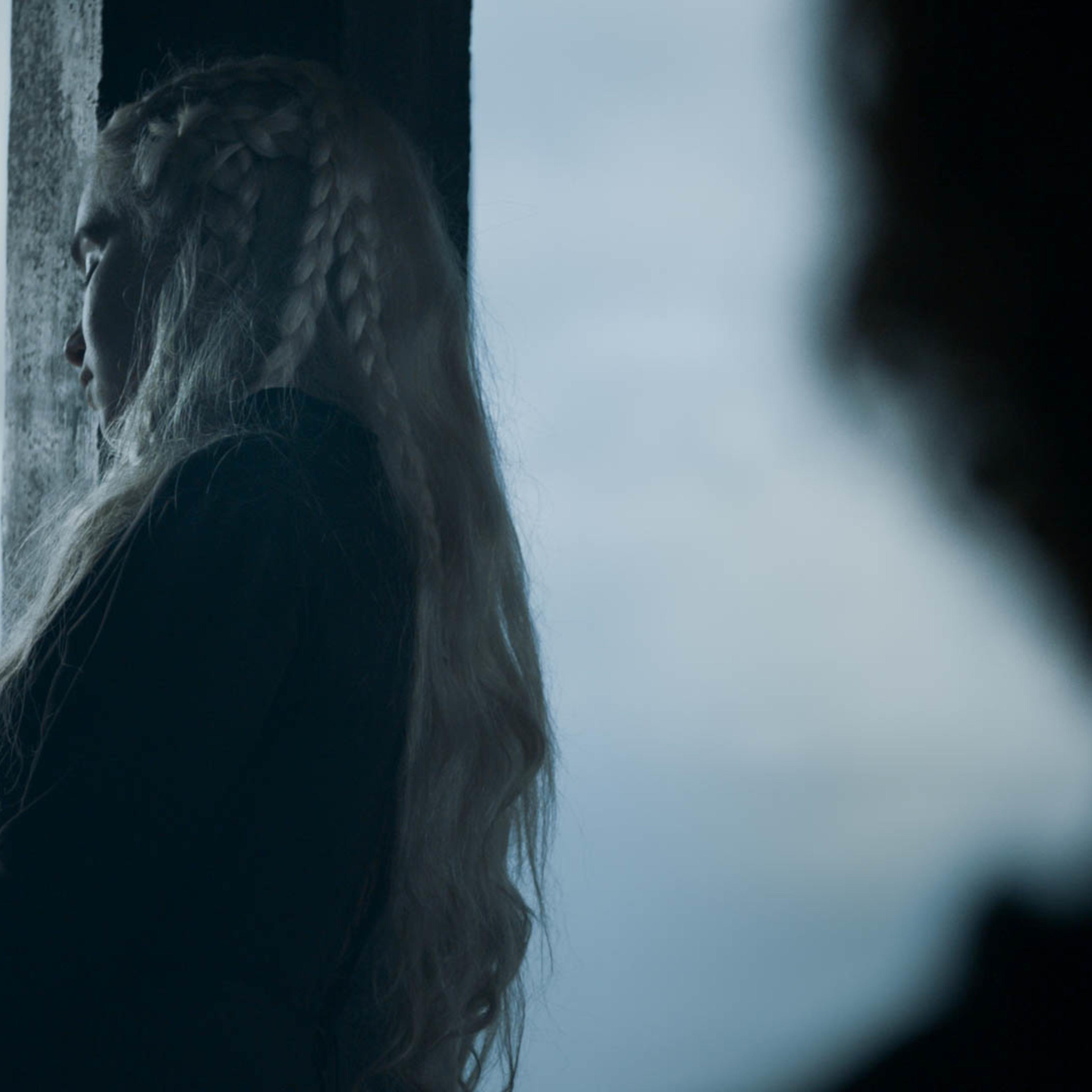 Emilia Clarke as Daenerys Targaryen.