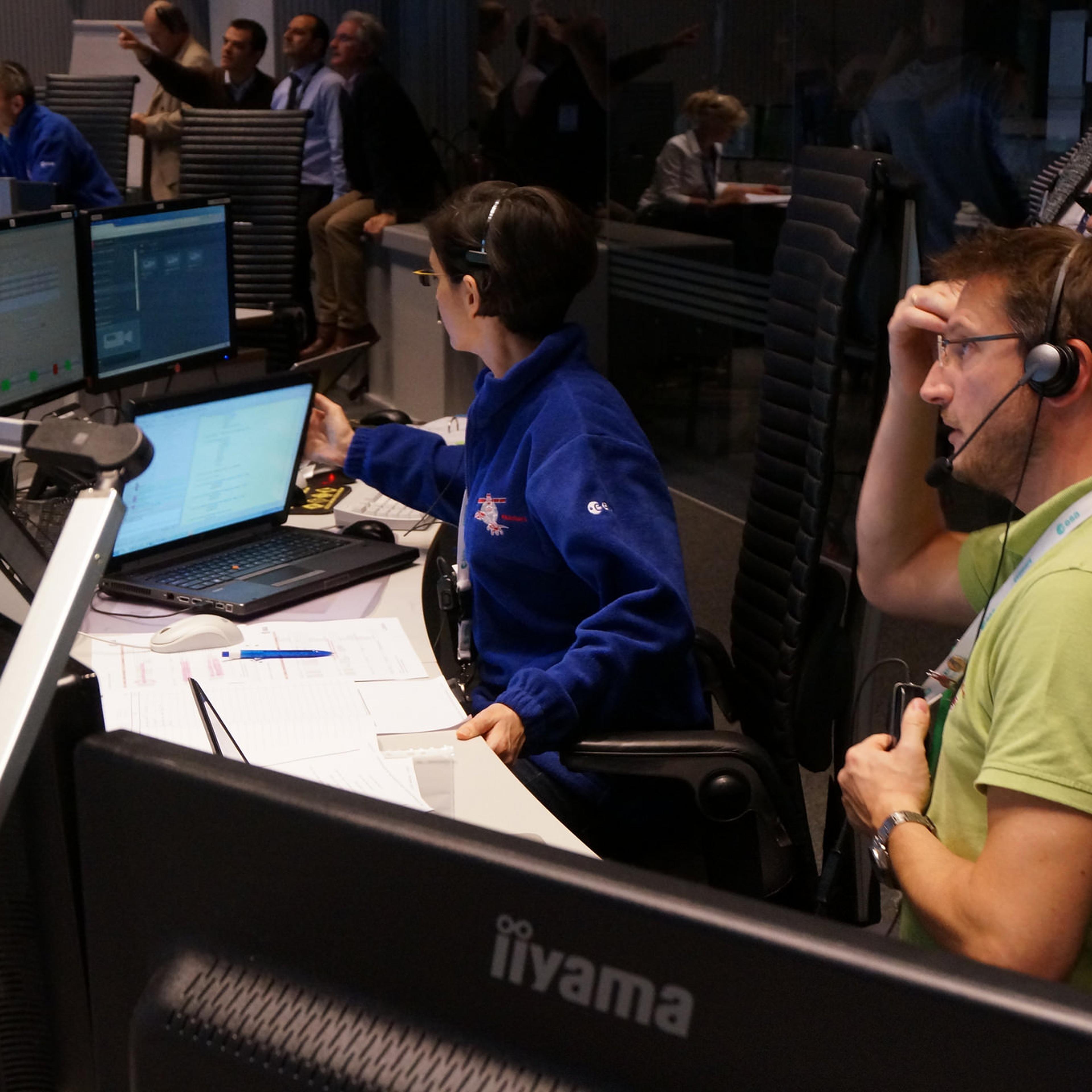 Heartache: ExoMars controllers listen for signals after the lander separates from the orbiter