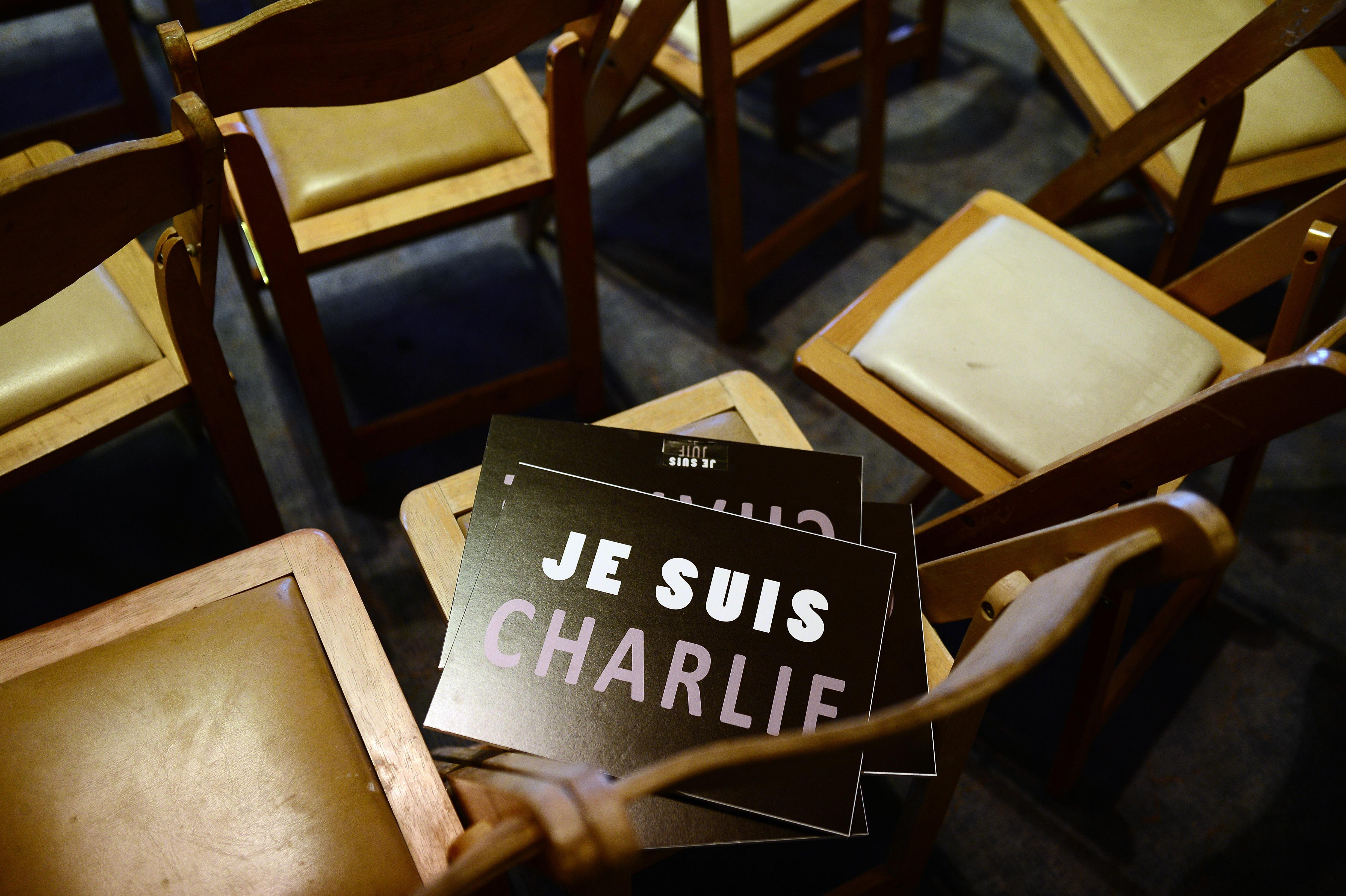 JERUSALEM, ISRAEL - JANUARY 11: Jerusalem Municipality hold an organization to protest against gun attack to Charlie Hebdo in Paris, on January 11, 2014, in Jerusalem, Israel. (Photo by Salih Zeki Fazlioglu/Anadolu Agency/Getty Images)
