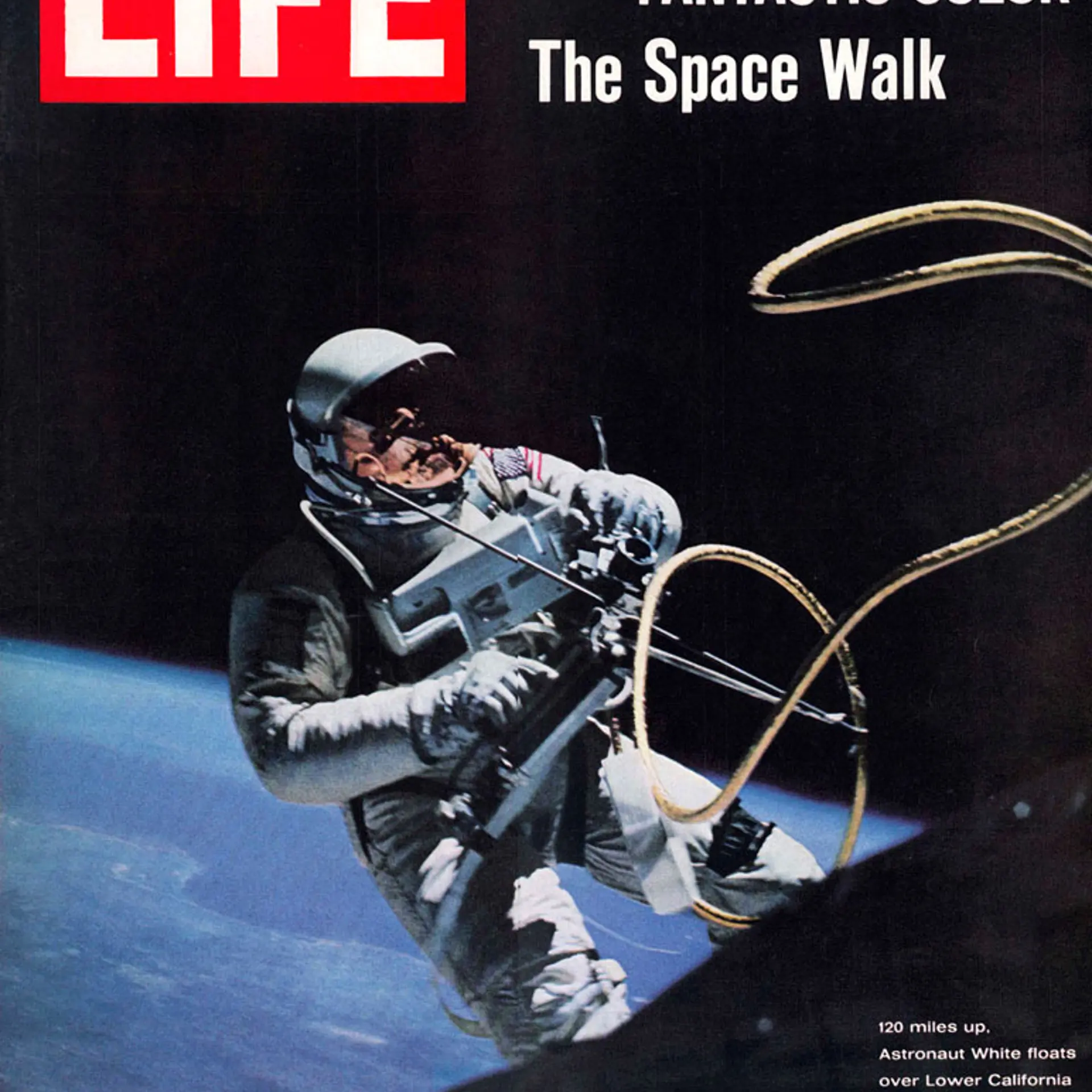 Astronaut Ed White, the first American to walk in space, photographed by astronaut James McDivitt during the Gemini IV mission June 1965.