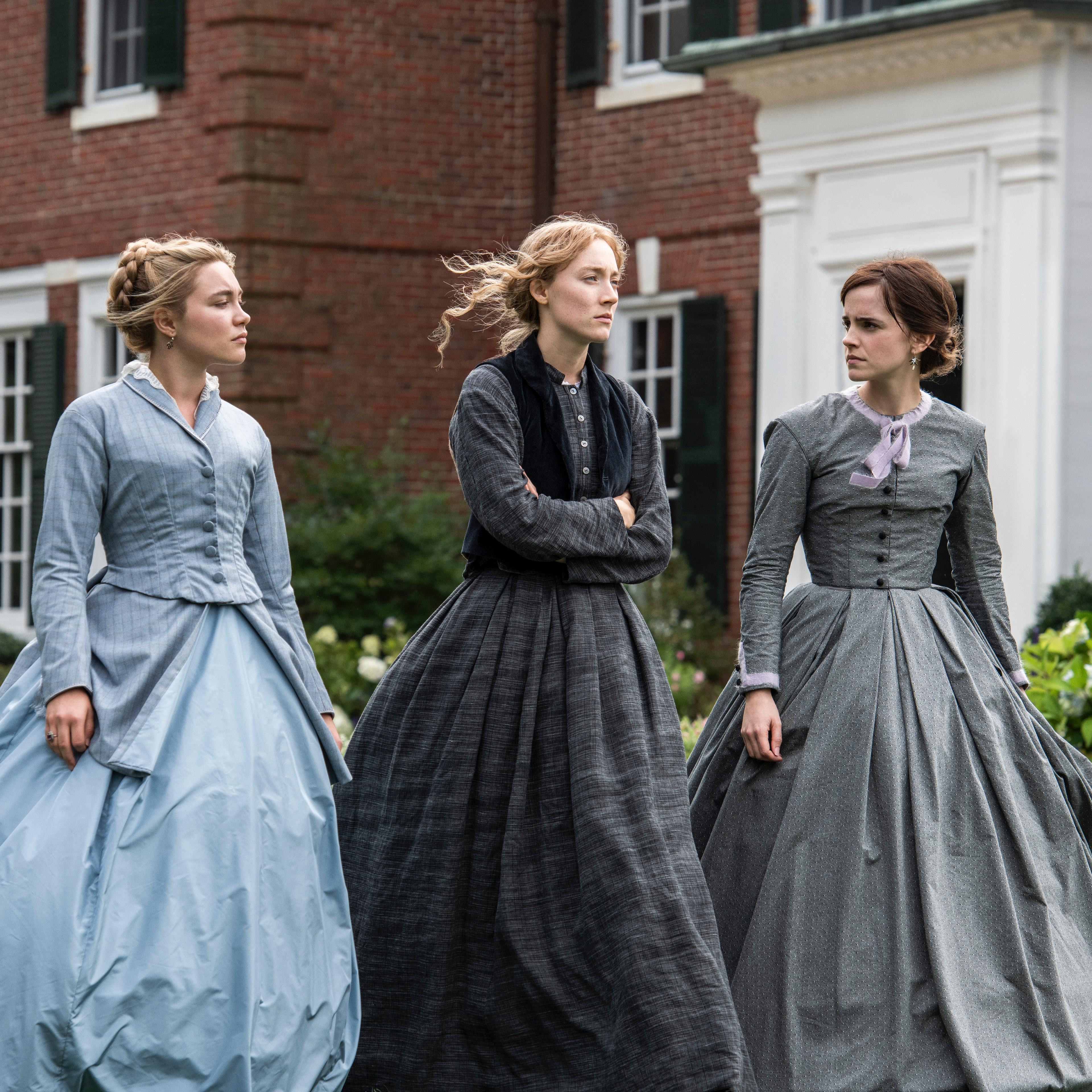 Florence Pugh, Saoirse Ronan and Emma Watson in Greta Gerwig's LITTLE WOMEN.