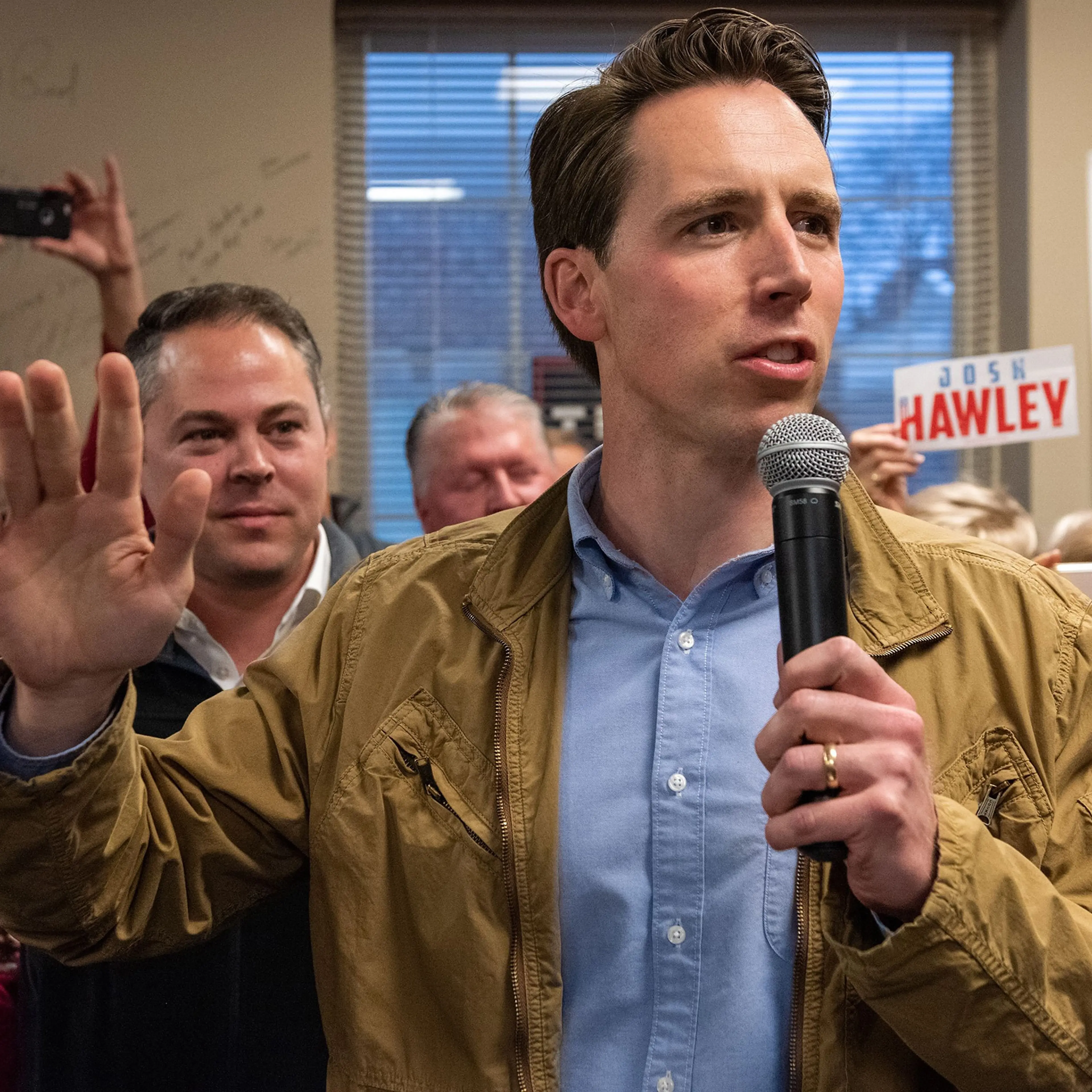 Missouri Attorney General Josh Hawley campaigns for the US Senate in suburban Saint Louis on Nov. 5, 2018.