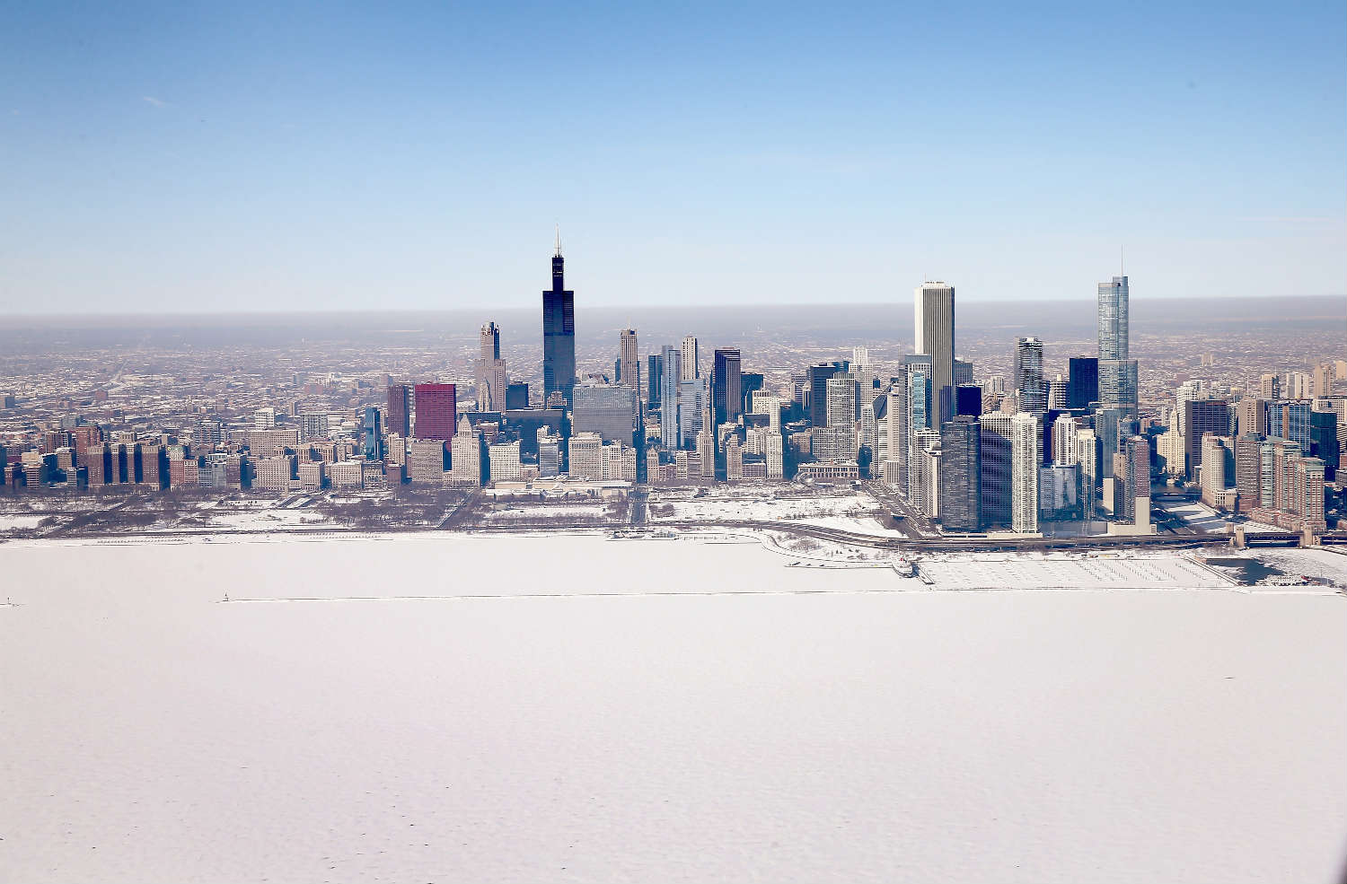 Winter ice on Lake Michigan on Chicago