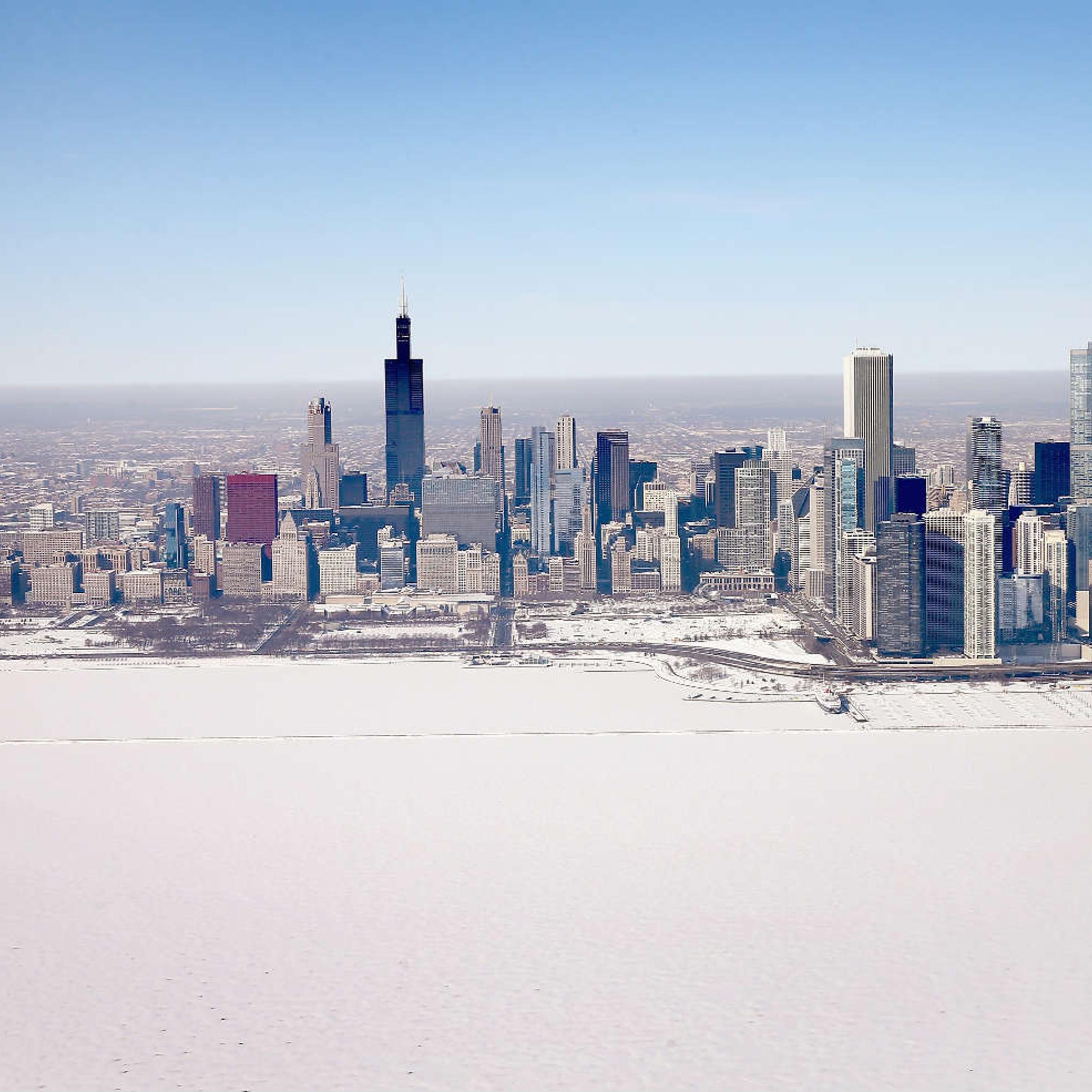 Winter ice on Lake Michigan on Chicago