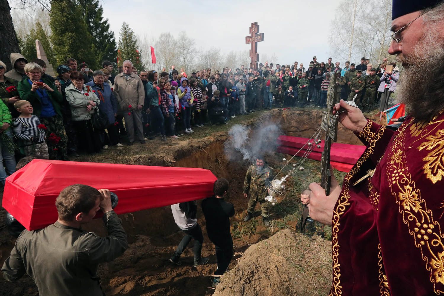 Reburial ceremony for remains of Russian WWII soldiers outside St. Petersburg