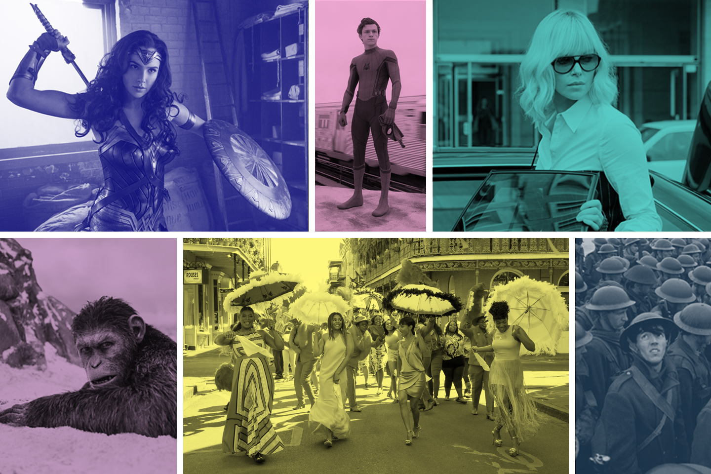 Wonder Woman, Sipder-Man, Atomic Blonde, Planet of the Apes, Girls Trip, and Dunkirk