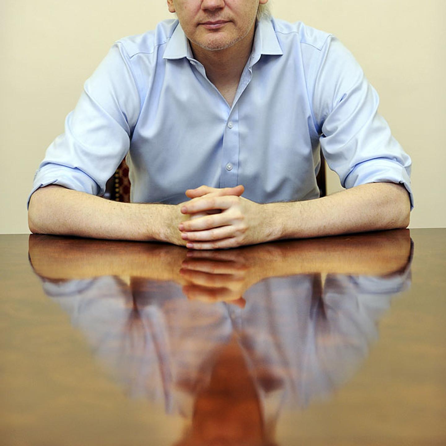 Wikileaks founder Julian Assange speaks to the media inside the Ecuadorian Embassy in London June 14, 2013.