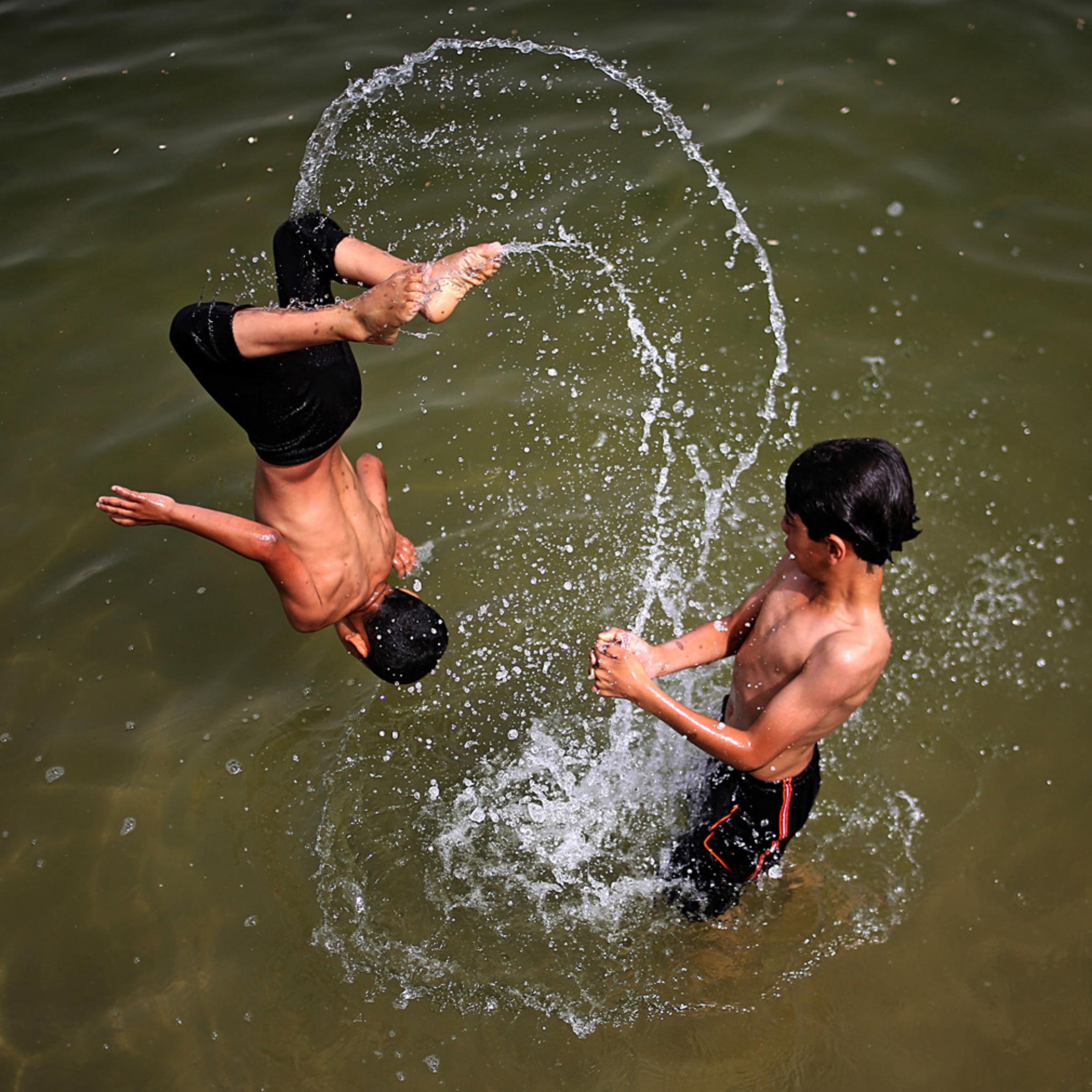 Refreshing from a hot day in Gaza