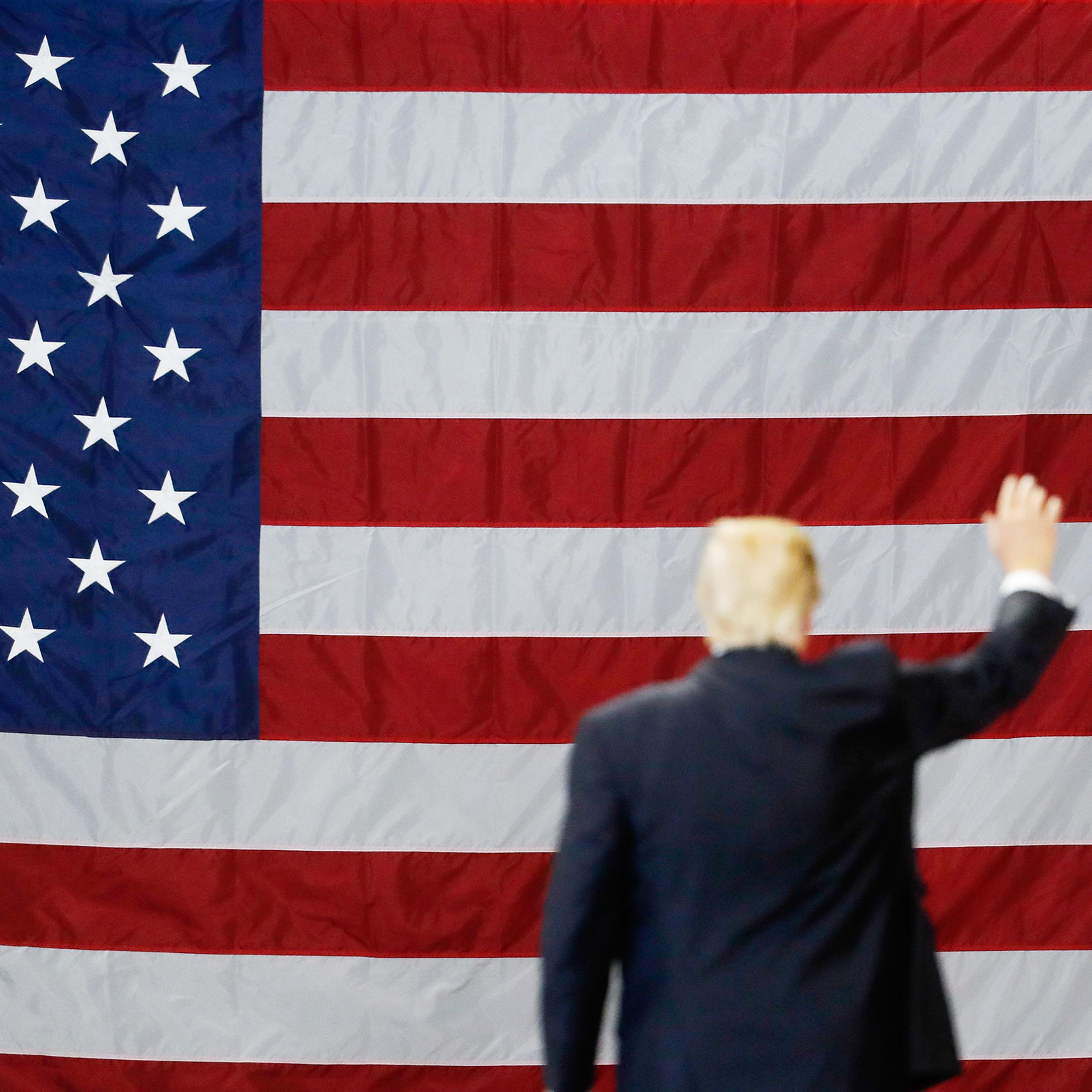 President Trump waves after speaking at a rally in Louisville, Ky., on March 20, 2017.
