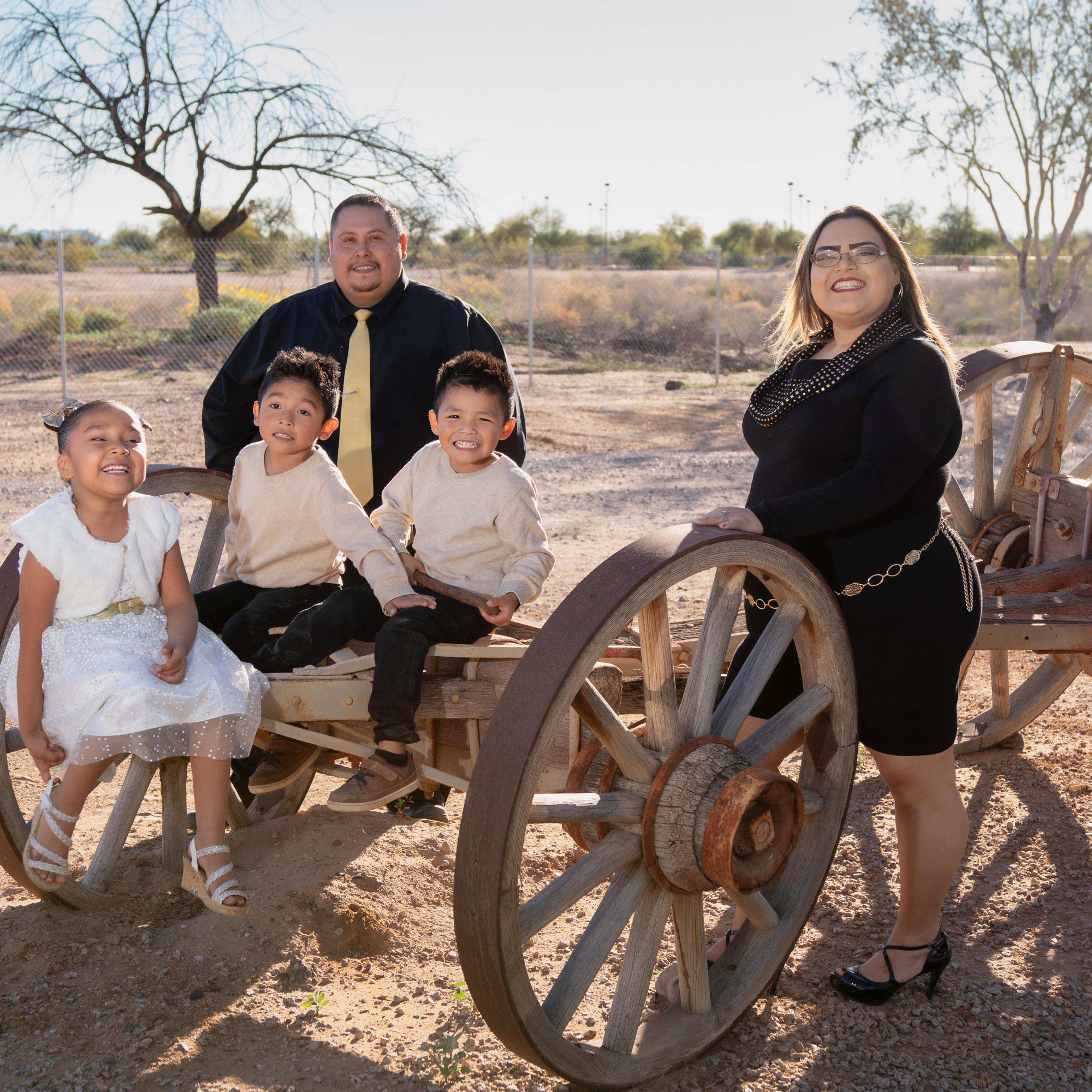 Tecumseh and Elisia Manuel with their three children.