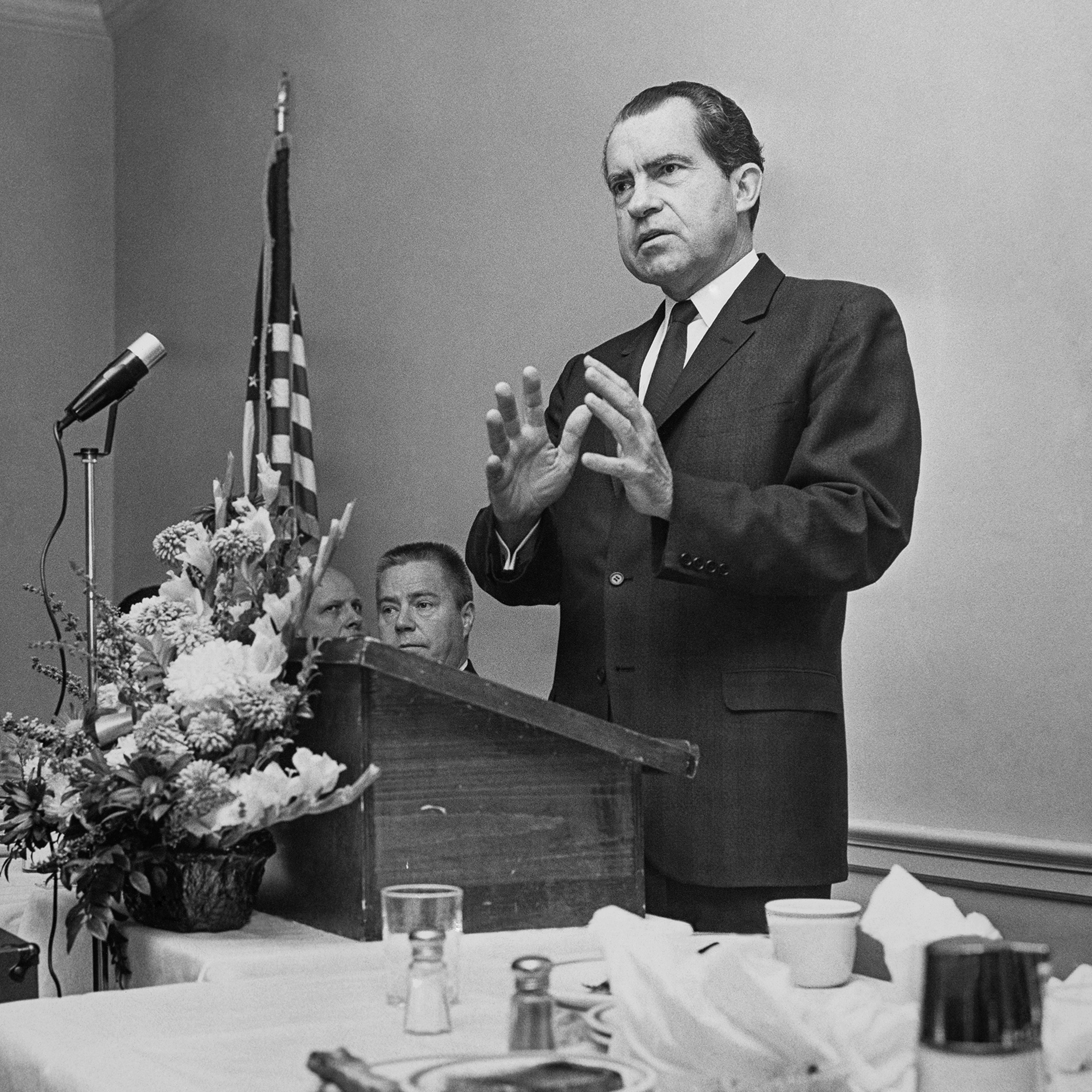 Richard Nixon addressing a meeting