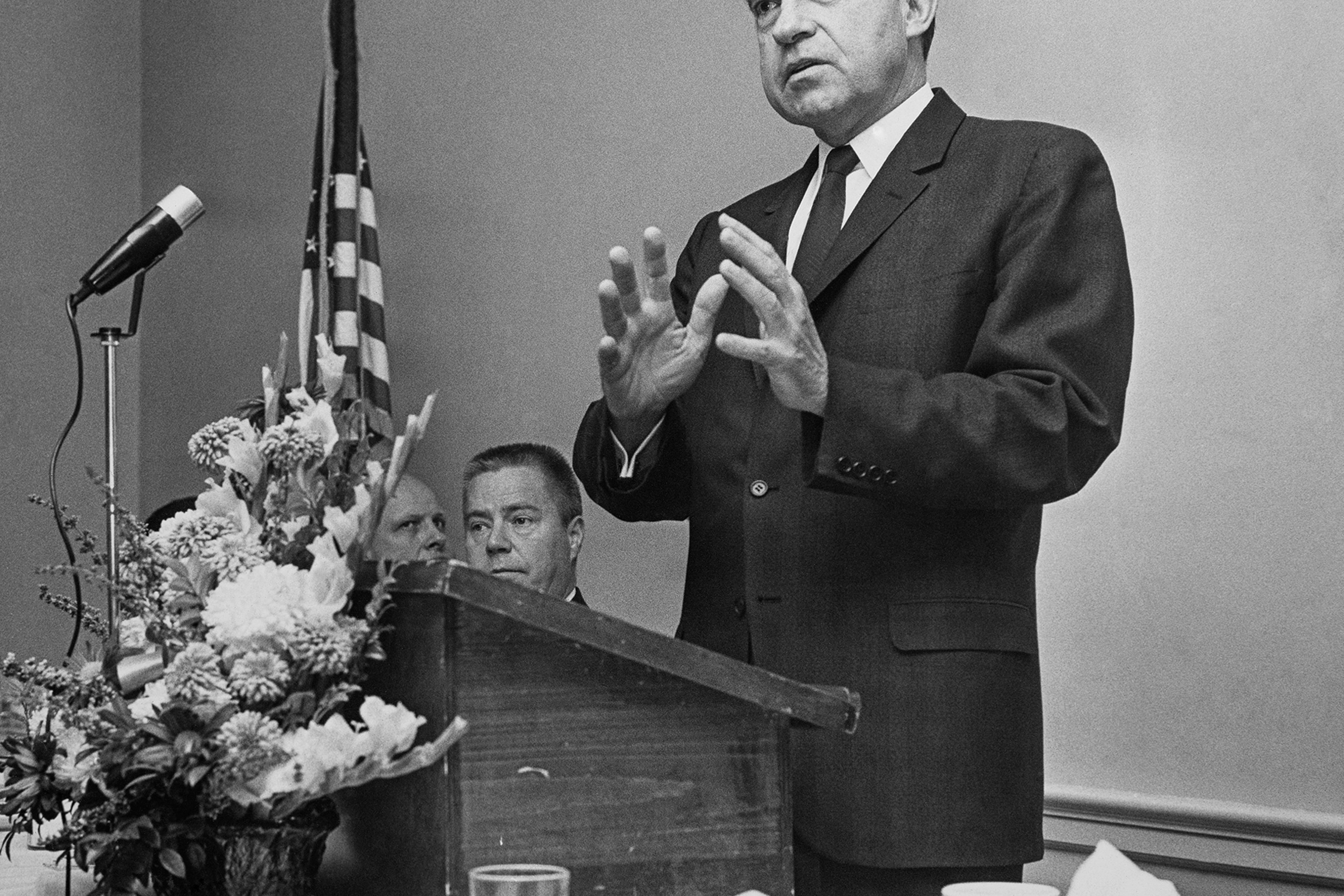Richard Nixon addressing a meeting