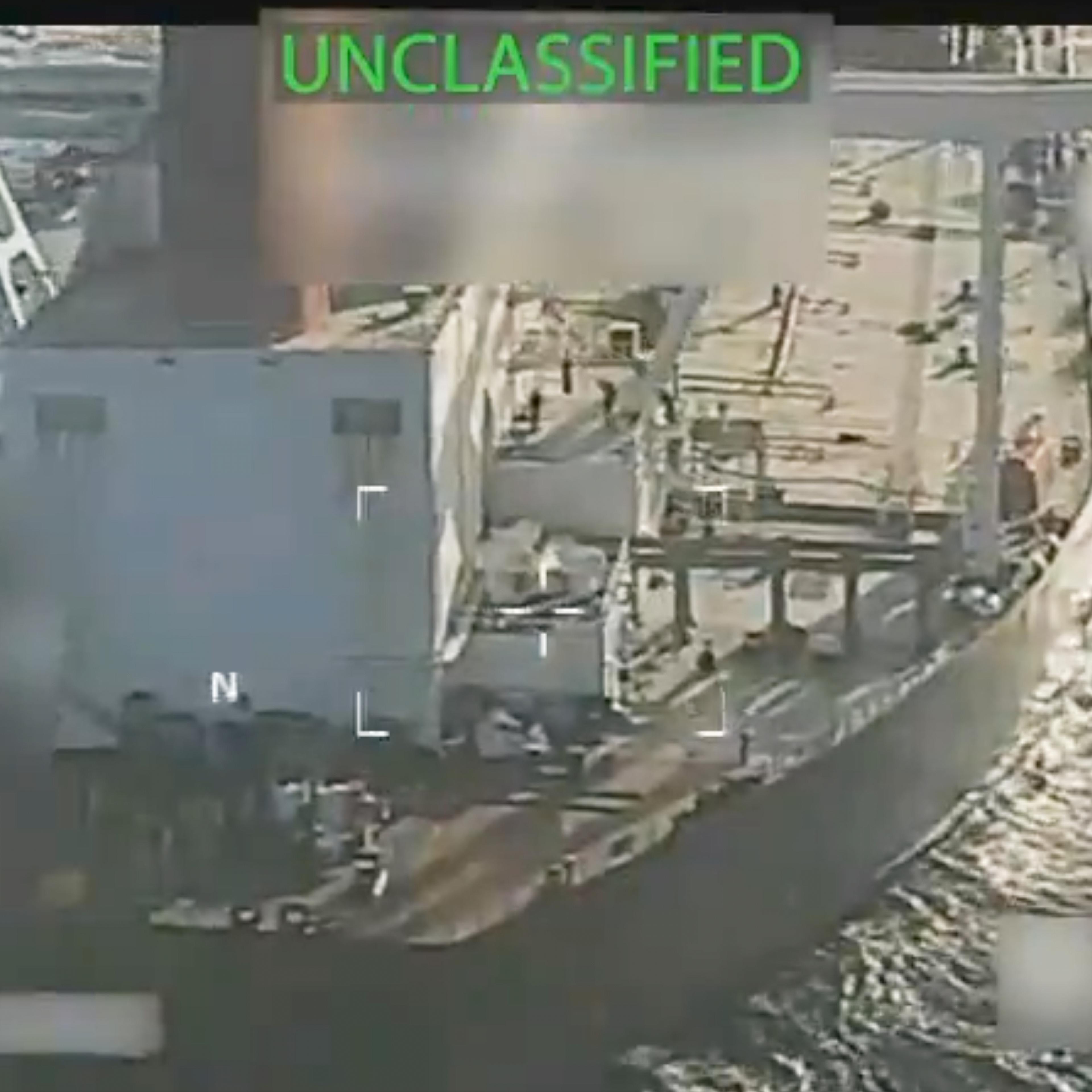 This image from video posted on Attorney General Pam Bondi's X account, and partially redacted by the source, shows an oil tanker being seized by U.S. forces off the coast of Venezuela, Dec. 10, 2025.