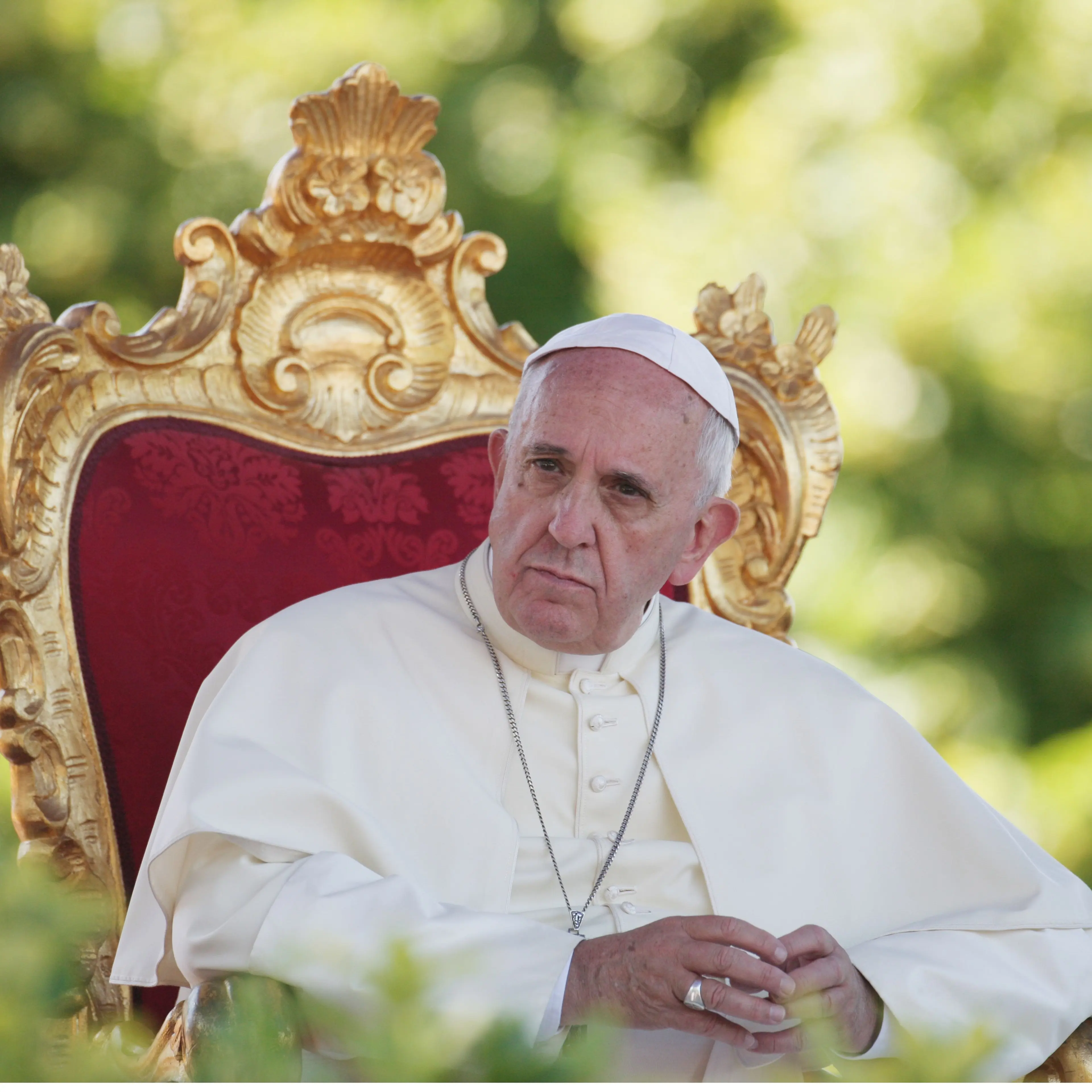 Pope Francis meeting with young people of Abruzzo and Molise dioceses in the square of the Shrine of Our Lady of Sorrows on July 5, 2014 in Castelpetroso, Italy.