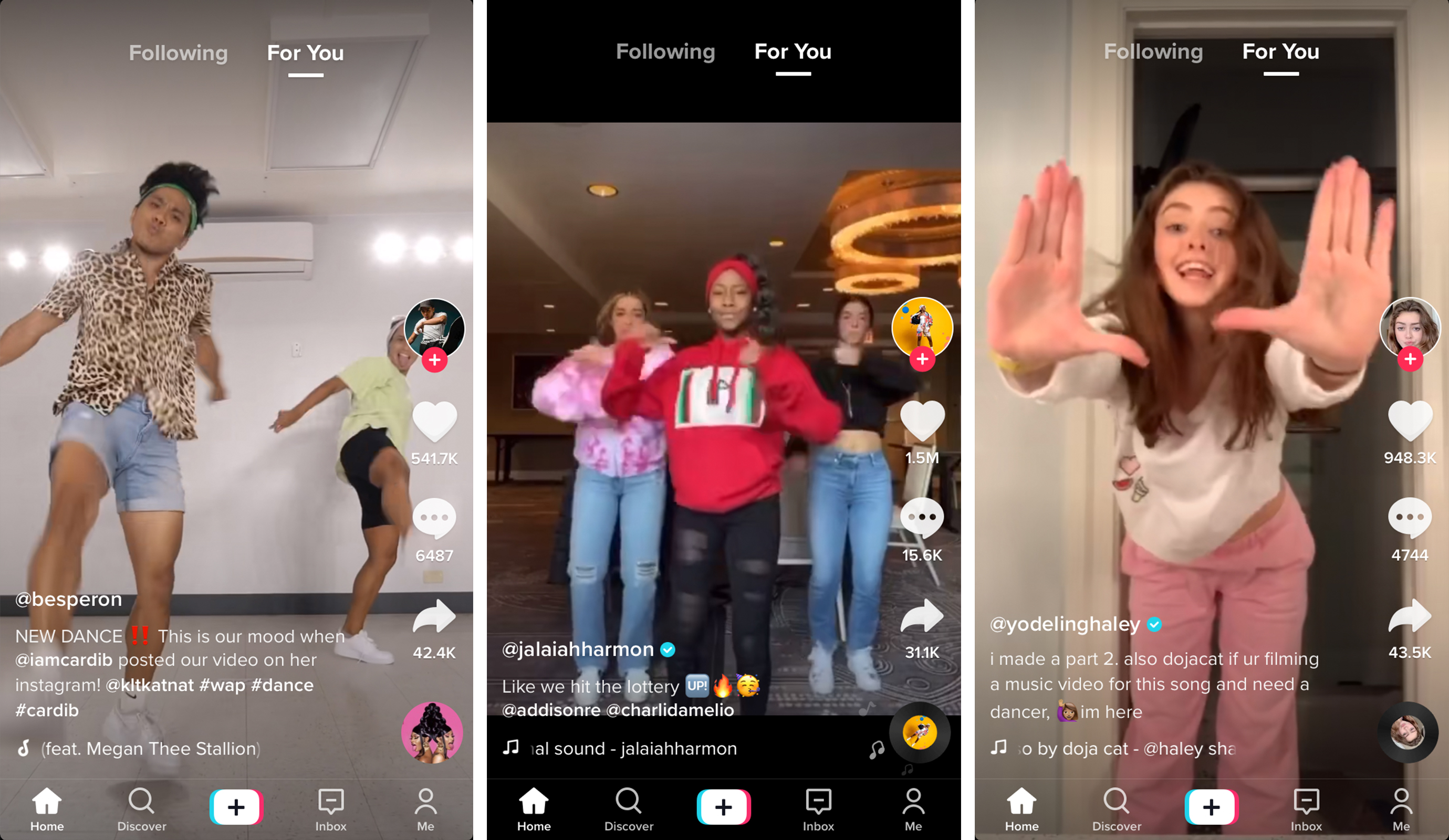 @besperon/TikTok; @jalaiahharmon/TikTok;@yodelinghaley/TikTok