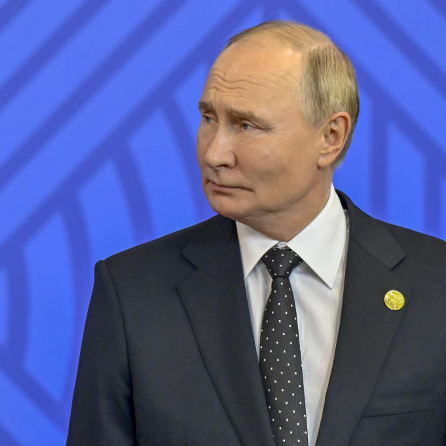Russian President Vladimir Putin is seen during a welcoming ceremony