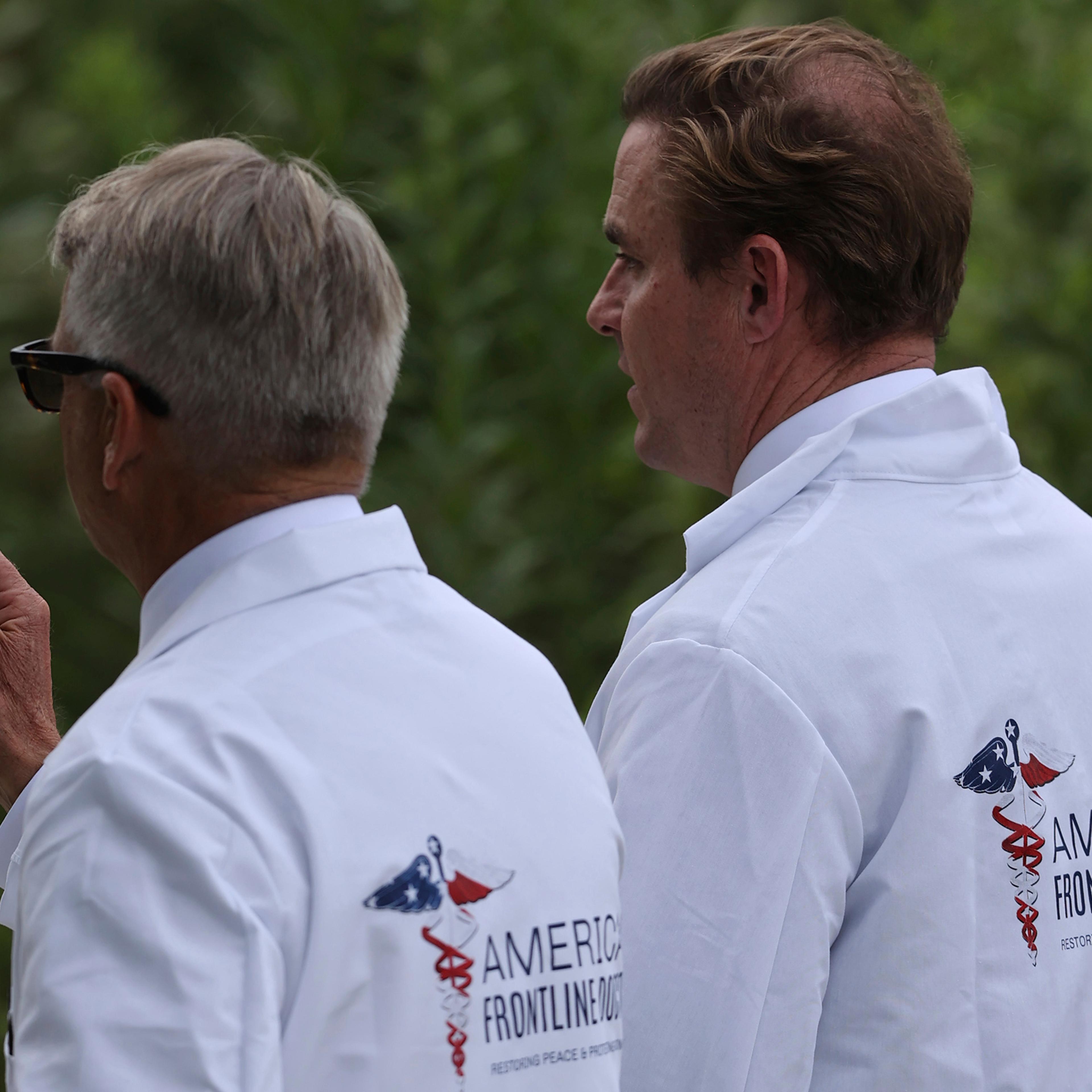 Members of the American Frontline Doctors give a press conference at Capitol Hill in Washington D.C., on July 27, 2020.