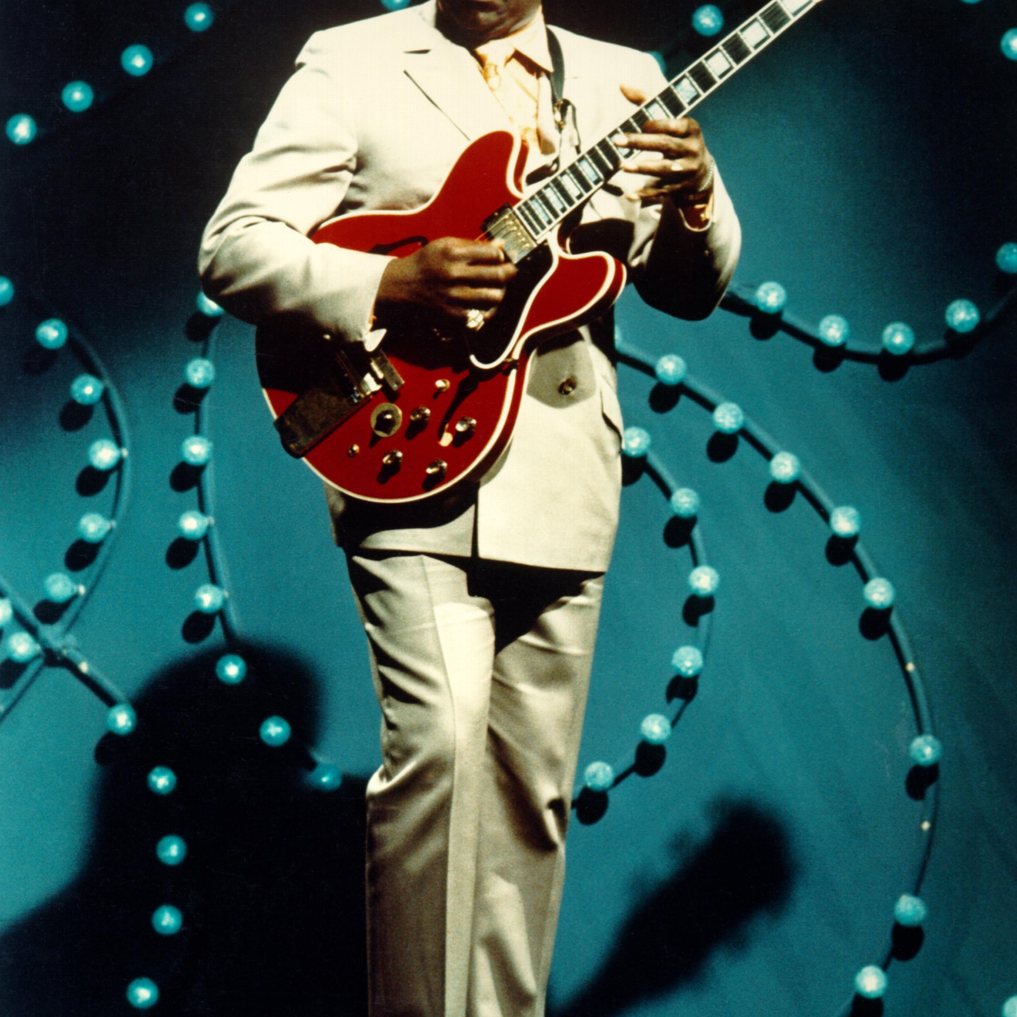 Blues man BB King performs on a TV show in Los Angeles in the early 1970's.