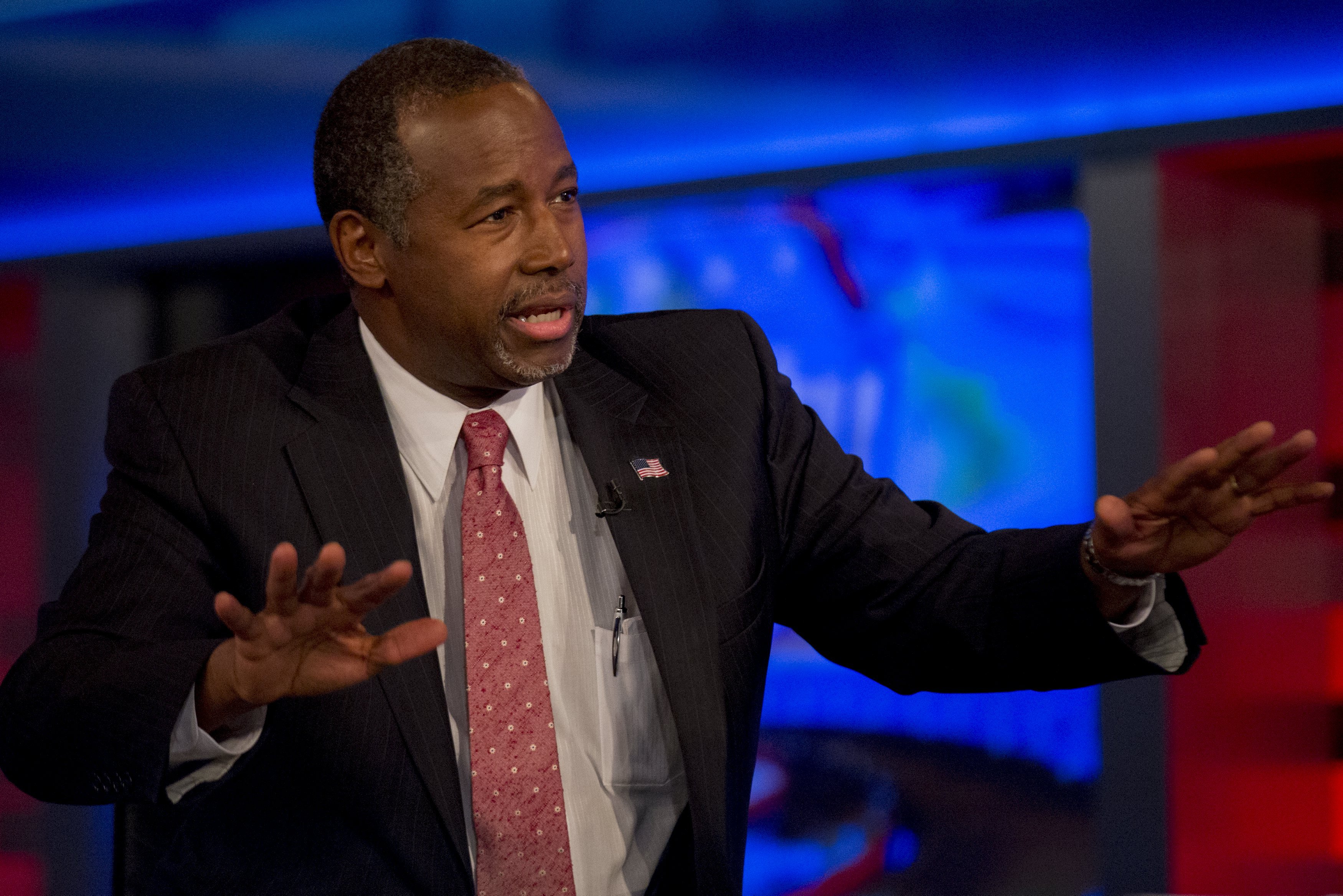 U.S. Republican candidate Dr. Carson speaks during an appearance on Fox News Channel's 'Hannity' in New York