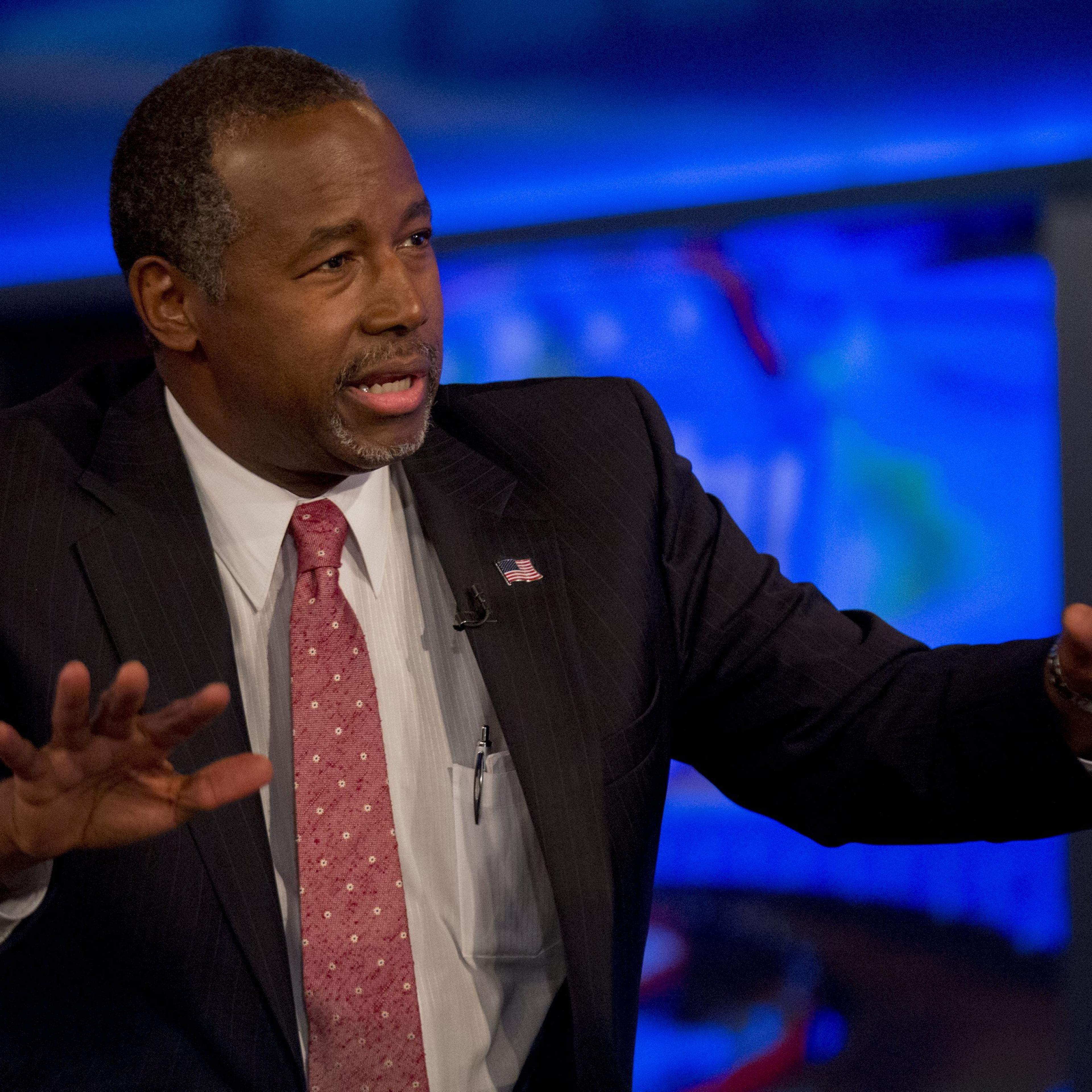 U.S. Republican candidate Dr. Carson speaks during an appearance on Fox News Channel's 'Hannity' in New York