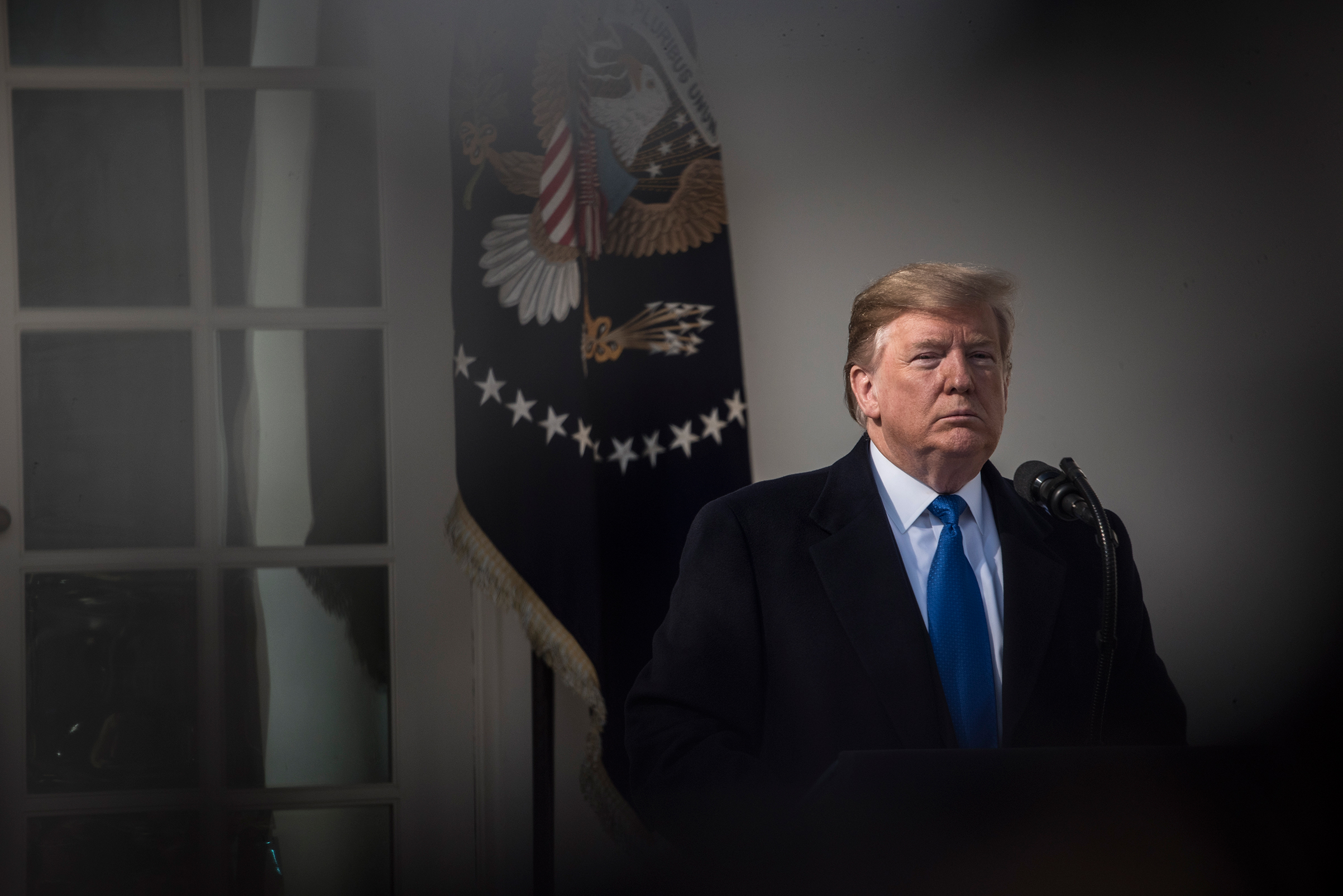 President Trump delivers remarks at the White House on Feb. 15, 2019.