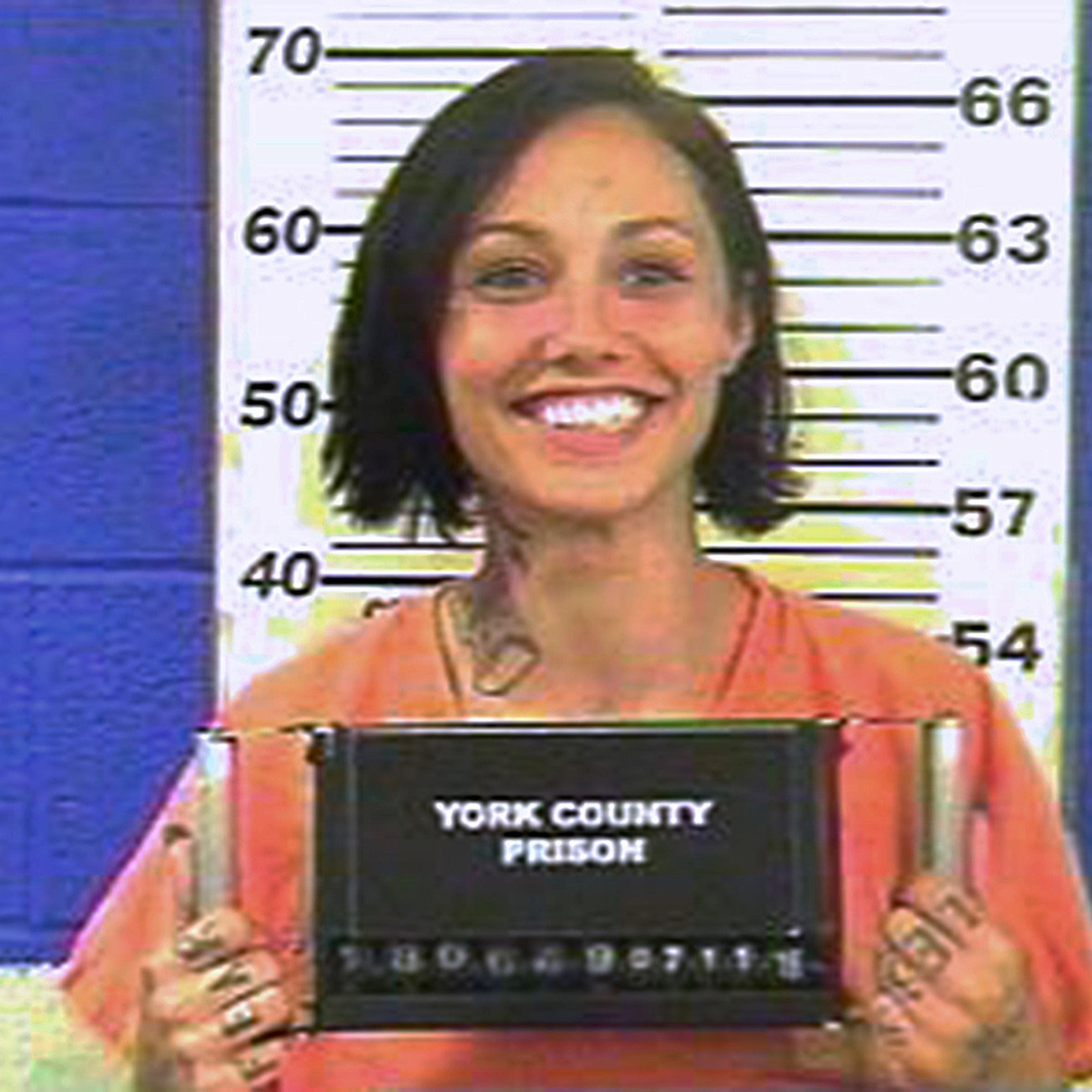 This undated photo provided by the York County Prison shows Jessica Reger. Law enforcement officials accuse Reger of stuffing her children, ages 3 and 5, into the trunk of a red Corvette pulled over in Hanover, Pa. on July 10, 2016.