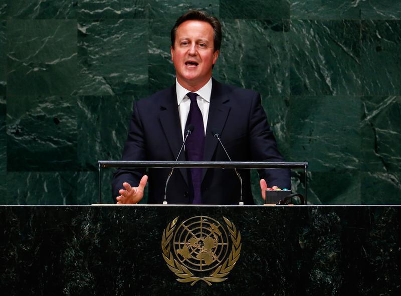 British Prime Minister David Cameron addresses the 69th United Nations General Assembly at the U.N. headquarters in New York