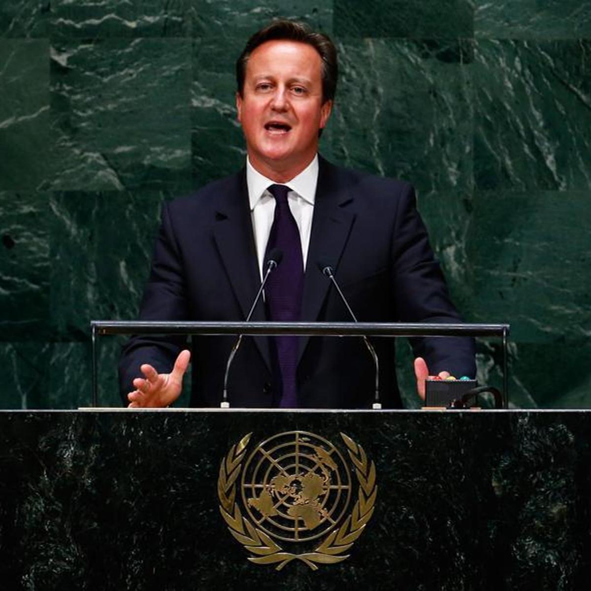 British Prime Minister David Cameron addresses the 69th United Nations General Assembly at the U.N. headquarters in New York