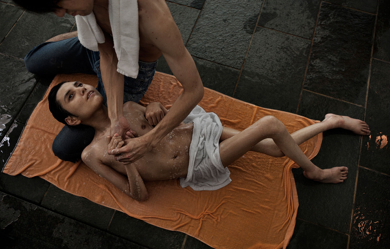 Oct. 27, 2011. Each patient at Minori-kai, an organization that cares for disabled people in Sendai, Japan, can make a wish once a year, and it will be fulfilled by the staff. One of the residents wished for a bath in a local hot spring, and he was taken there by staff members.