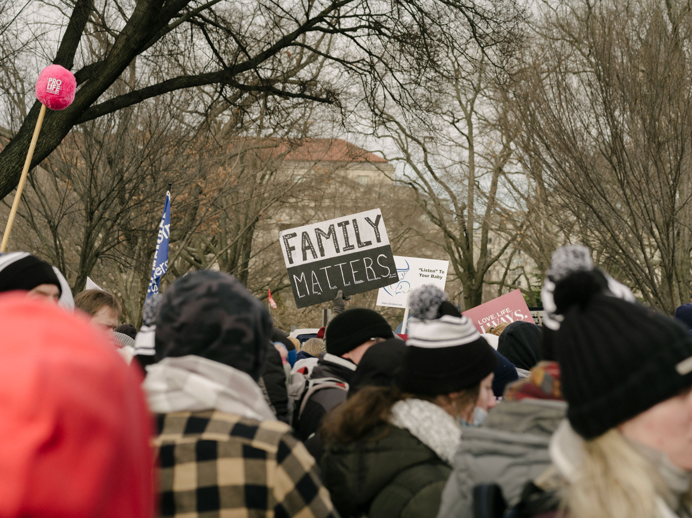 A sign seen during the March for Life as attendees march up Constitution Ave. to the Supreme Court in Washington on Jan. 21.