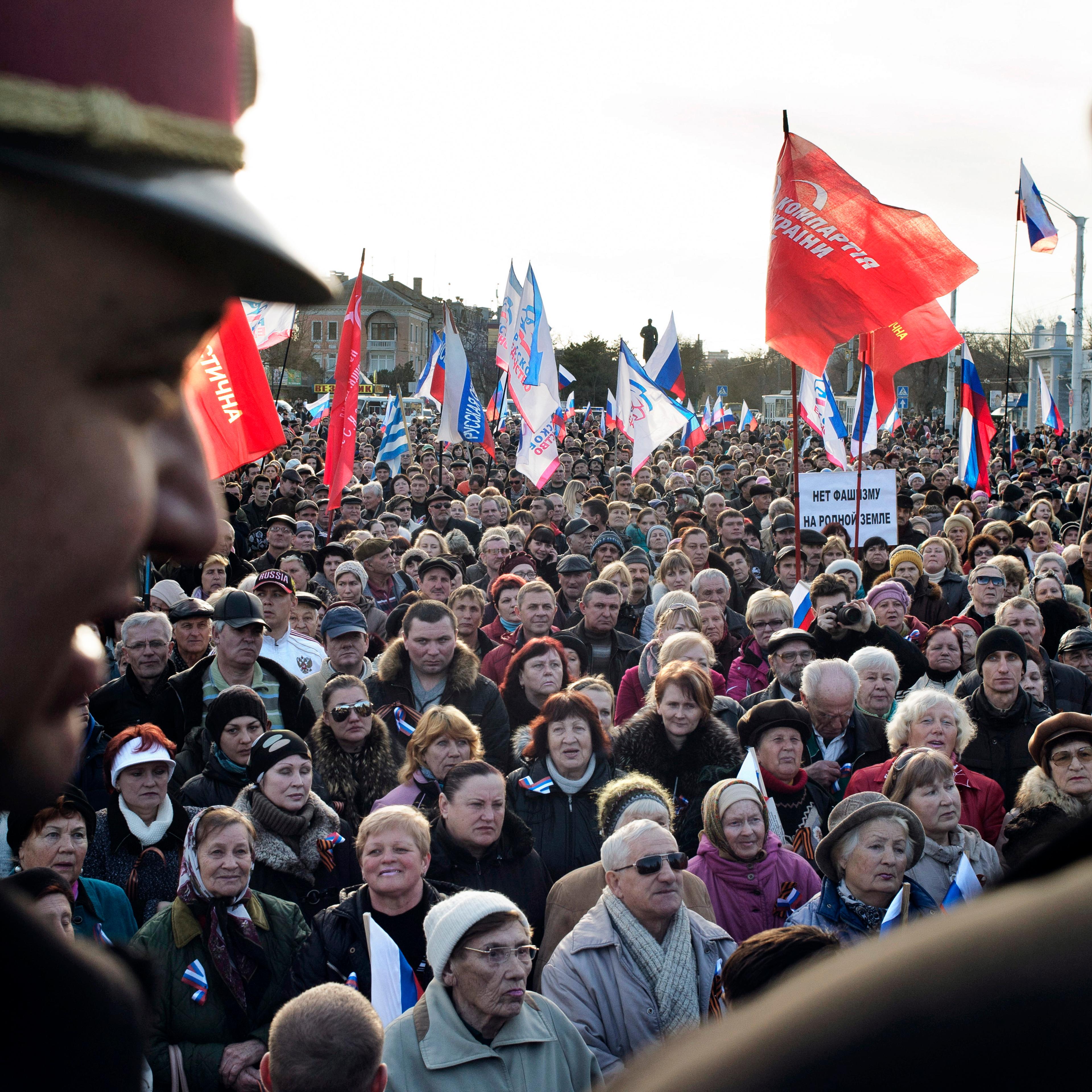 Pro-Russian gathering in Yevpatoria, Ukraine, March 5, 2014.
