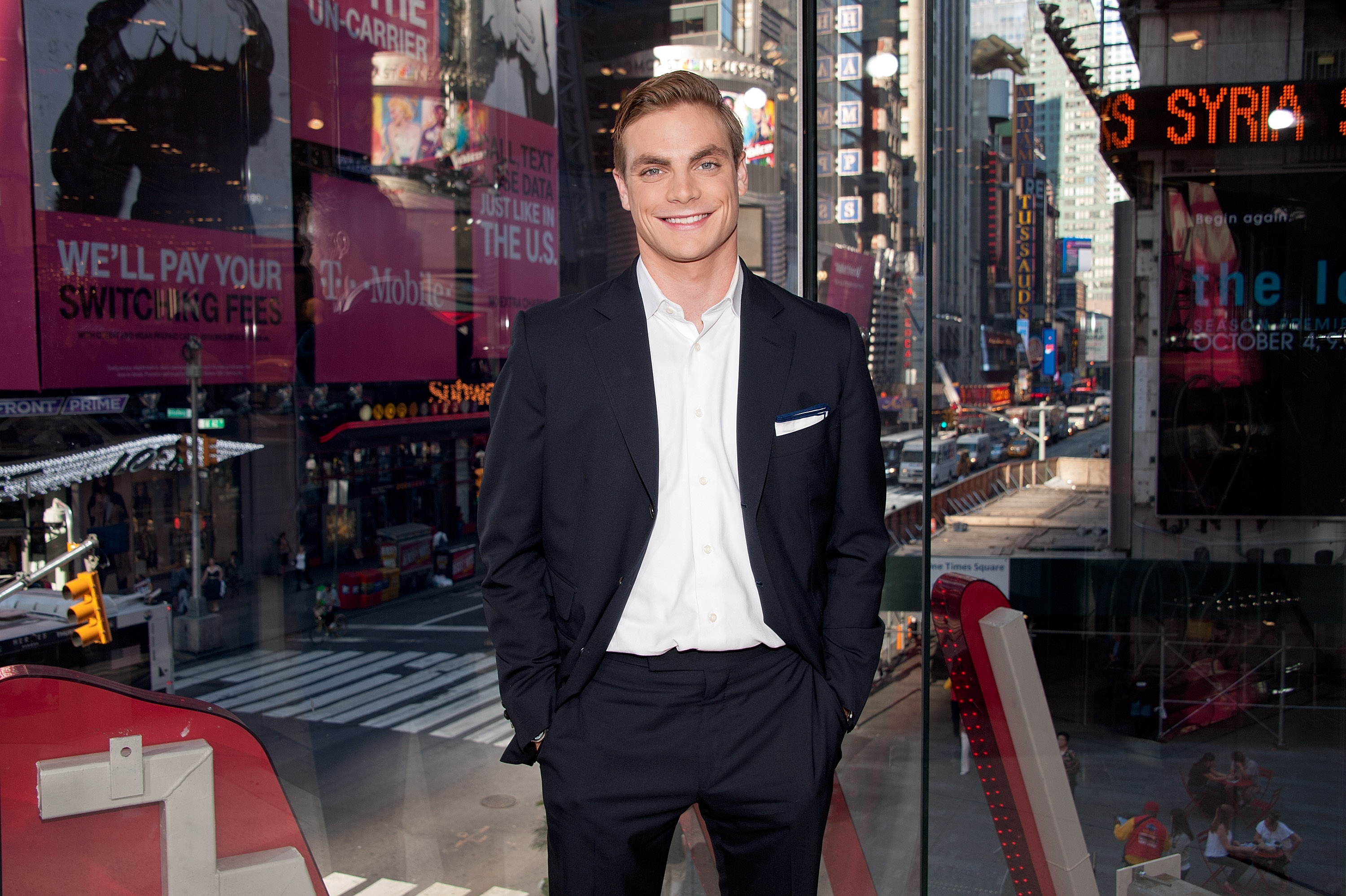 Gregory Caruso visits "Extra" at their New York studios at H&M in Times Square in New York City on Sep. 18, 2015.