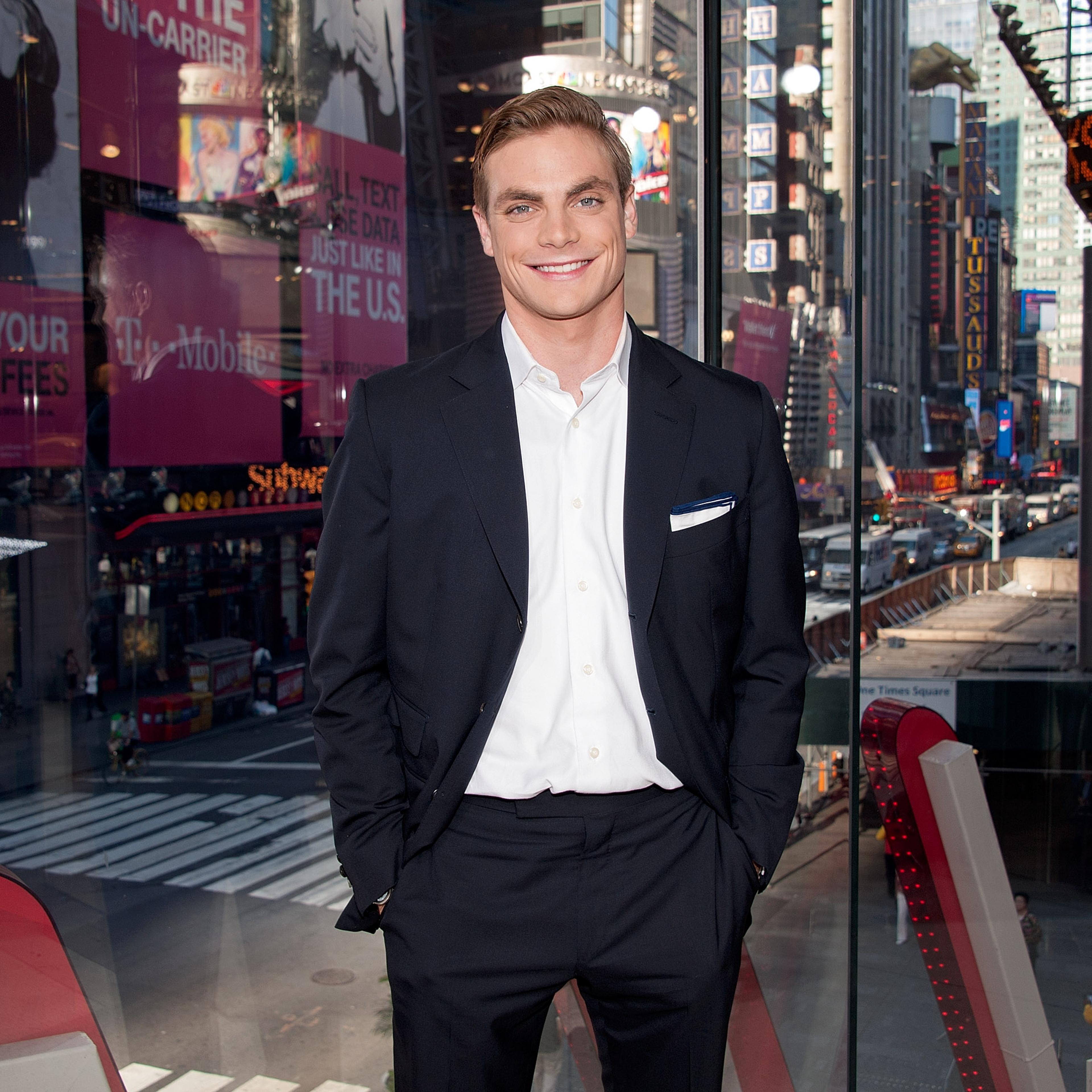 Gregory Caruso visits "Extra" at their New York studios at H&M in Times Square in New York City on Sep. 18, 2015.