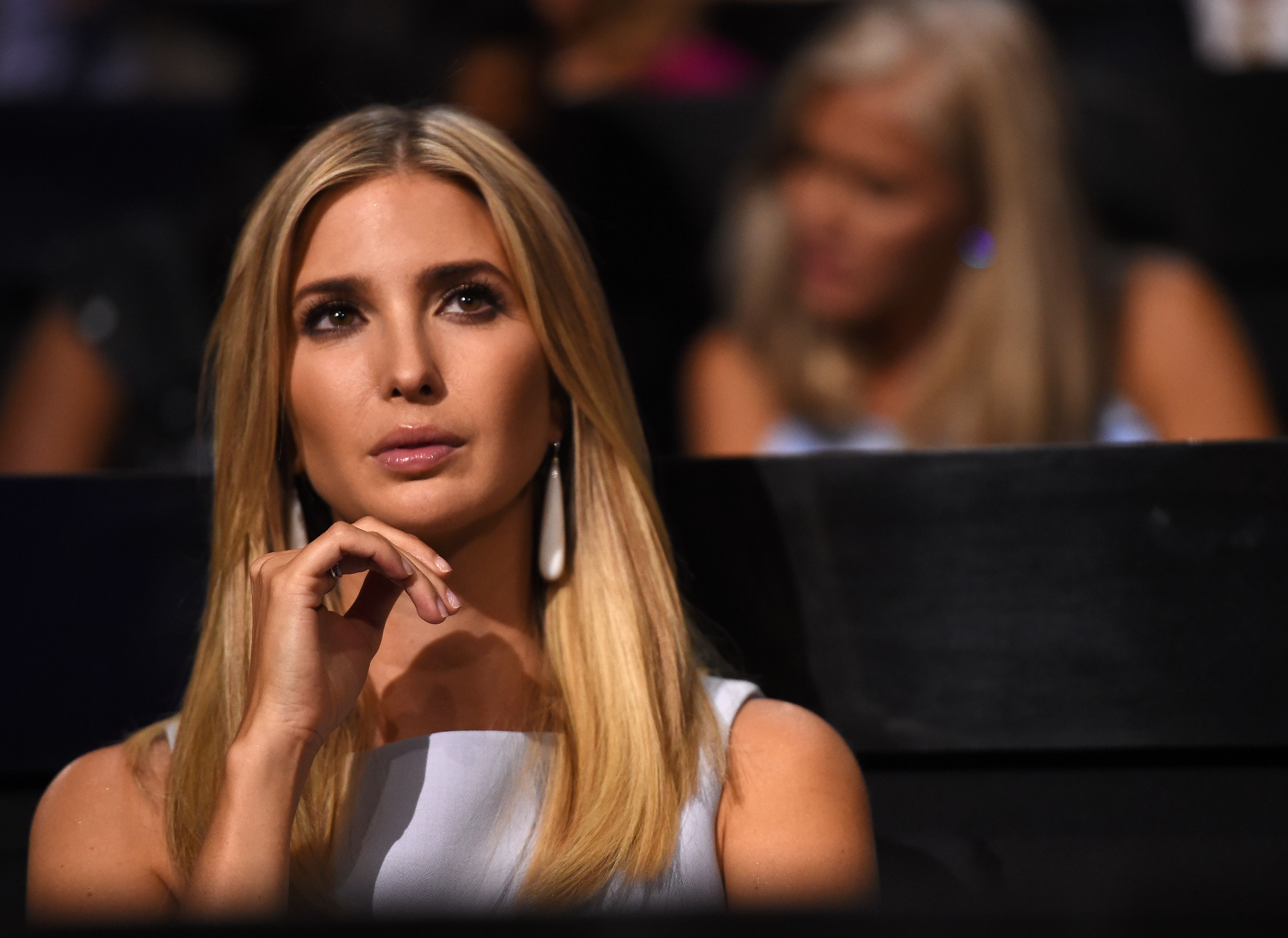 Donald Trump's daughter Ivanka listens to a speaker on the second day of the Republican National Convention at Quicken Loans Arena in Cleveland on July 19, 2016.