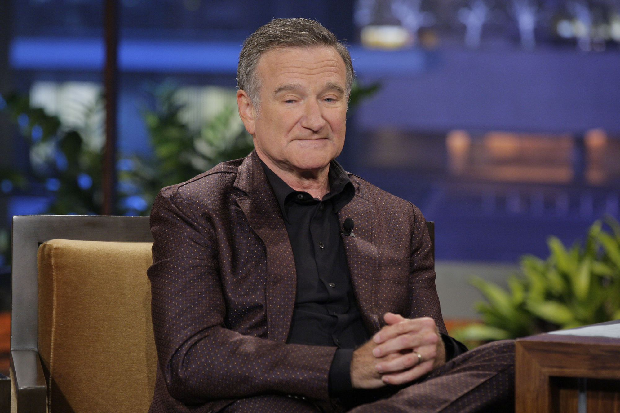 Robin Williams during an interview with host Jay Leno in 2013.
