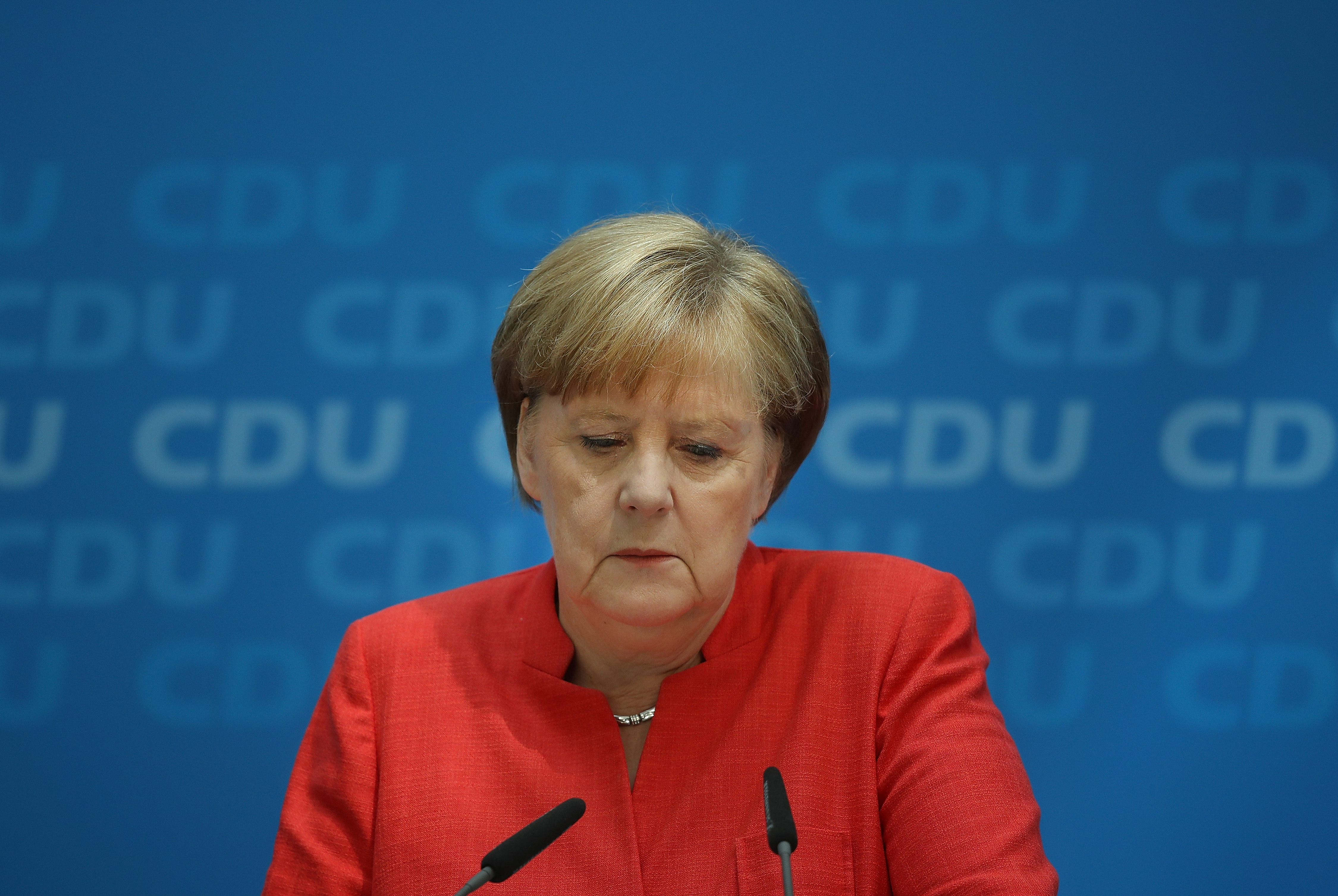 Merkel Holds Press Conference Over Migrants Policy Disagreement