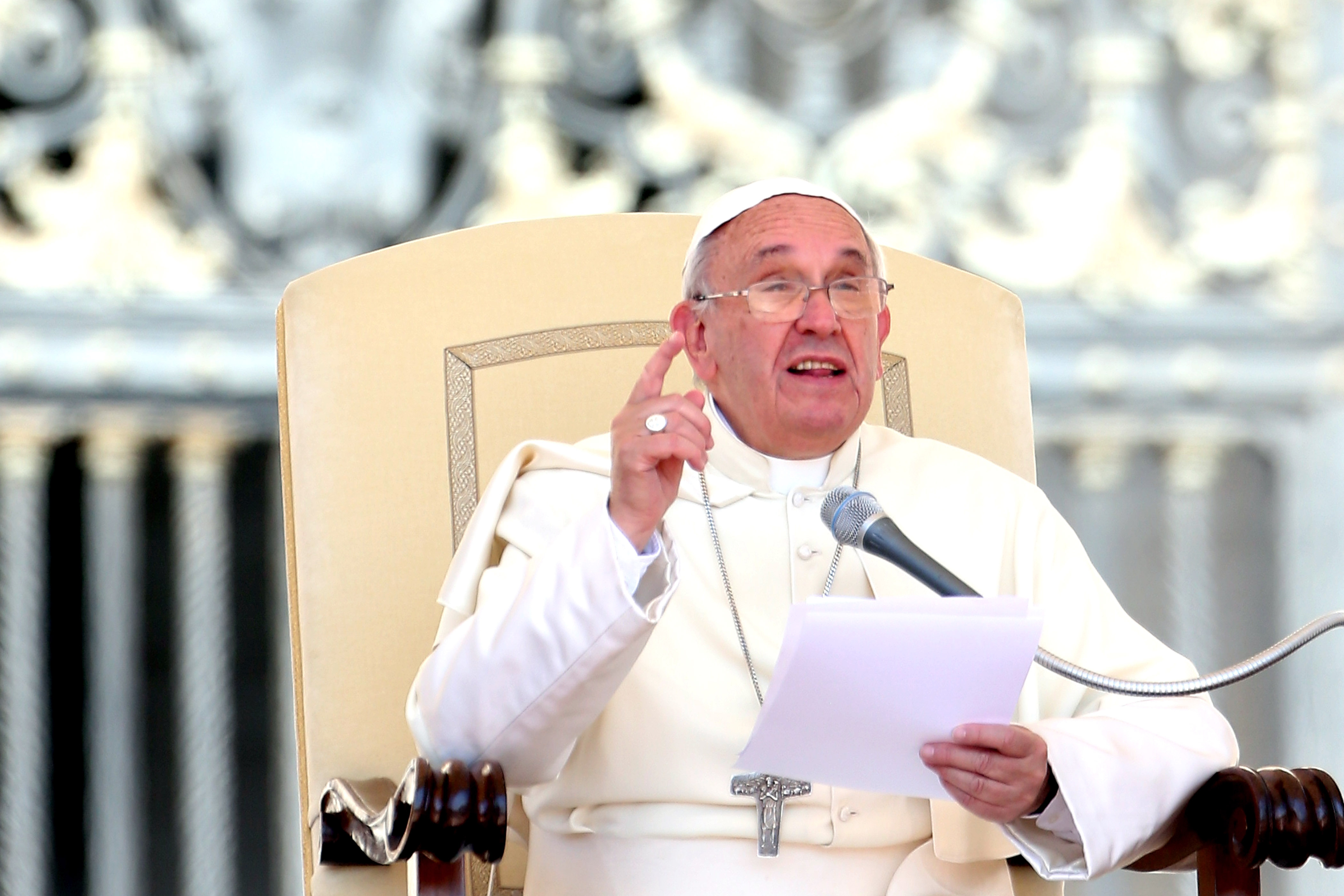 Pope Francis attends his weekly audience in St. Peter's square on June 3, 2015 in Vatican City, Vatican.