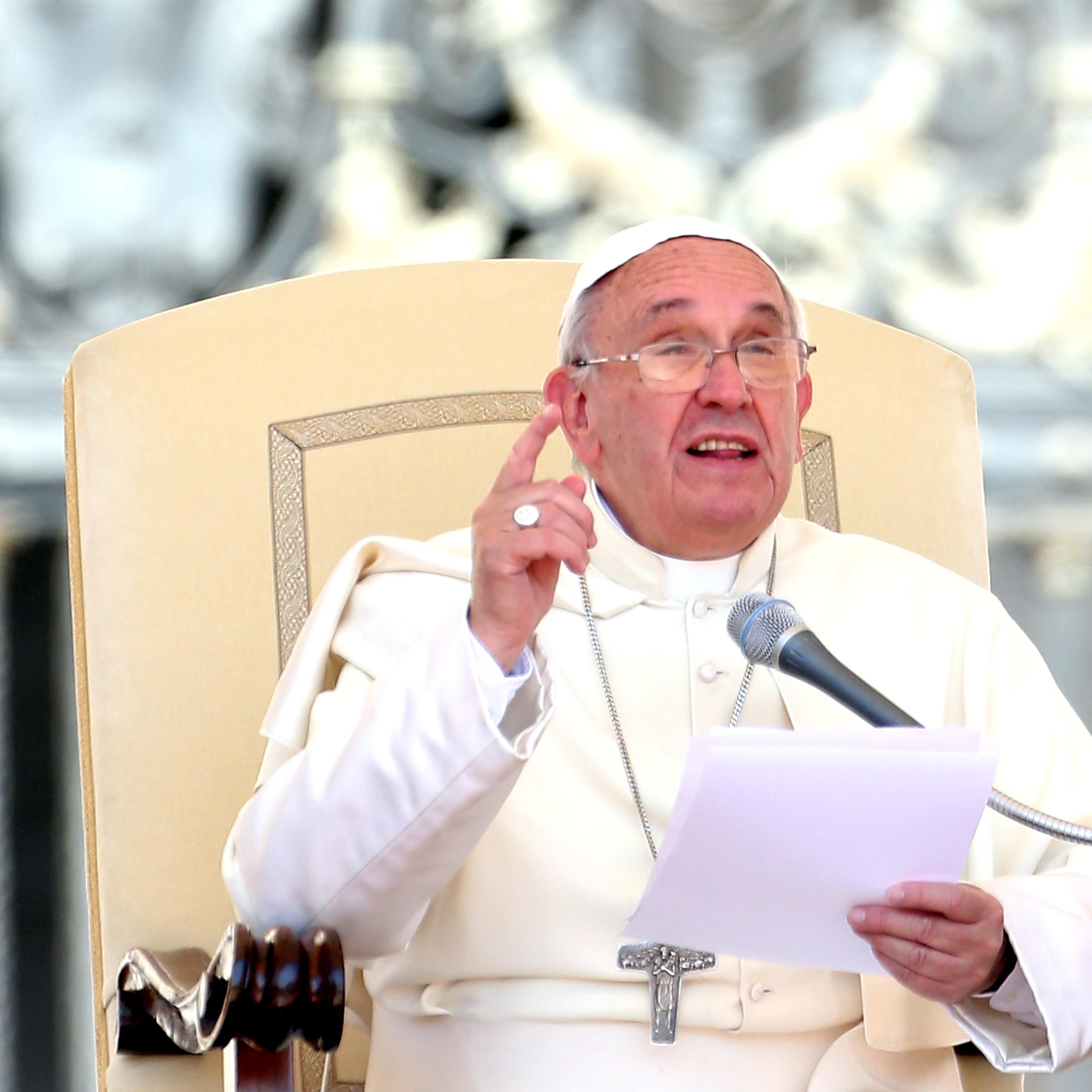 Pope Francis attends his weekly audience in St. Peter's square on June 3, 2015 in Vatican City, Vatican.