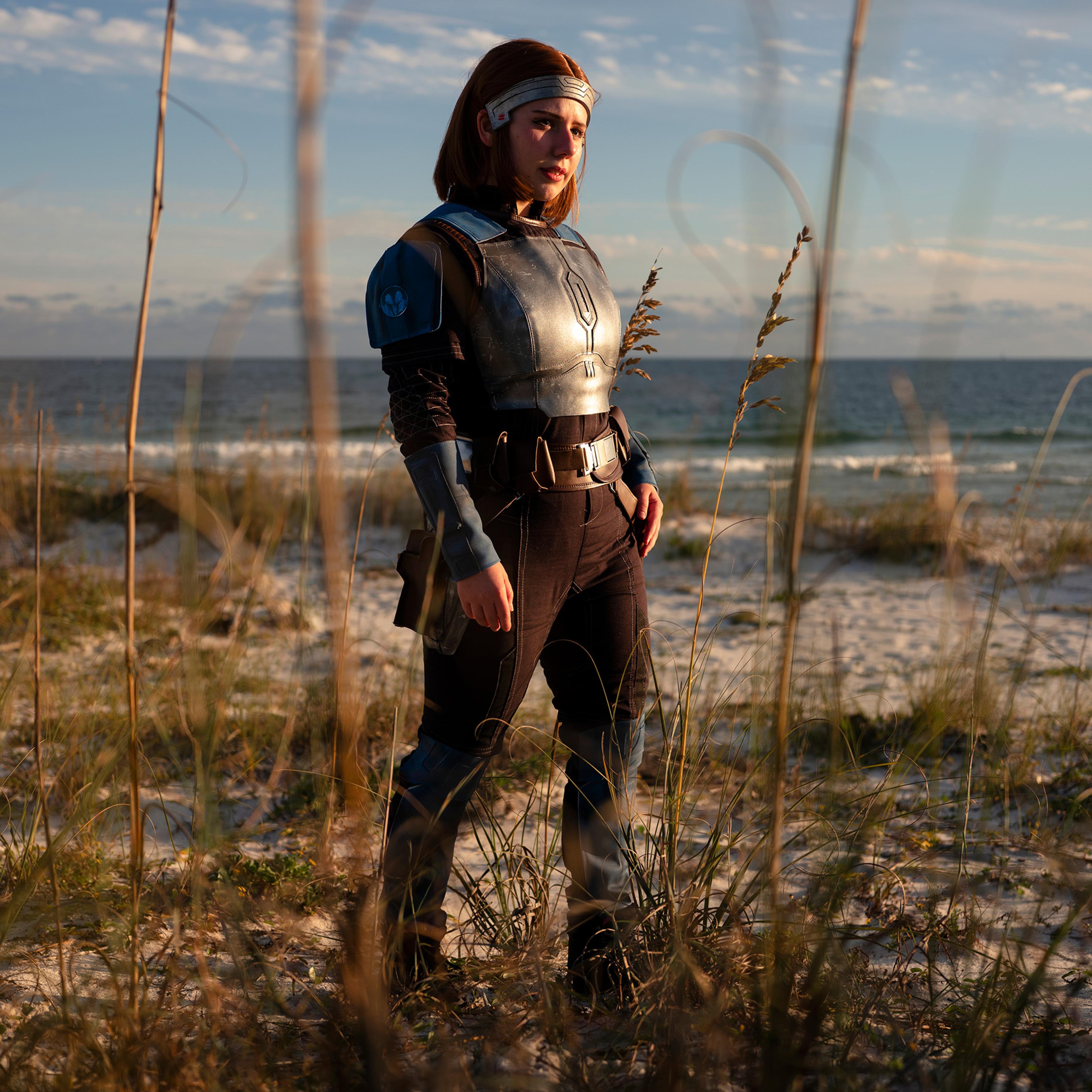 Savannah dresses up in Star Wars cosplay as Bo Katan, for a portrait on Oct. 18, 2021.