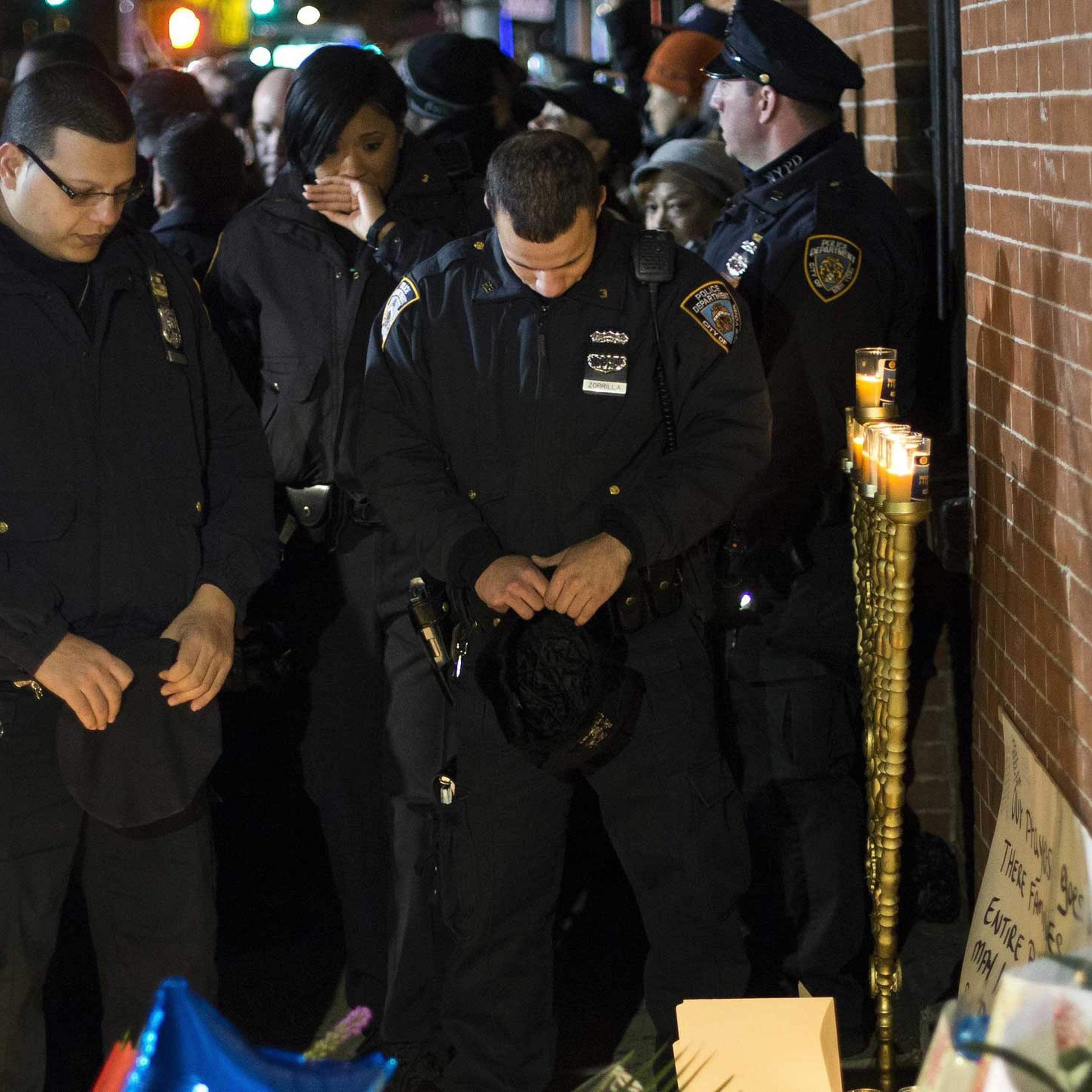 Memorial for two police officers killed in Brooklyn