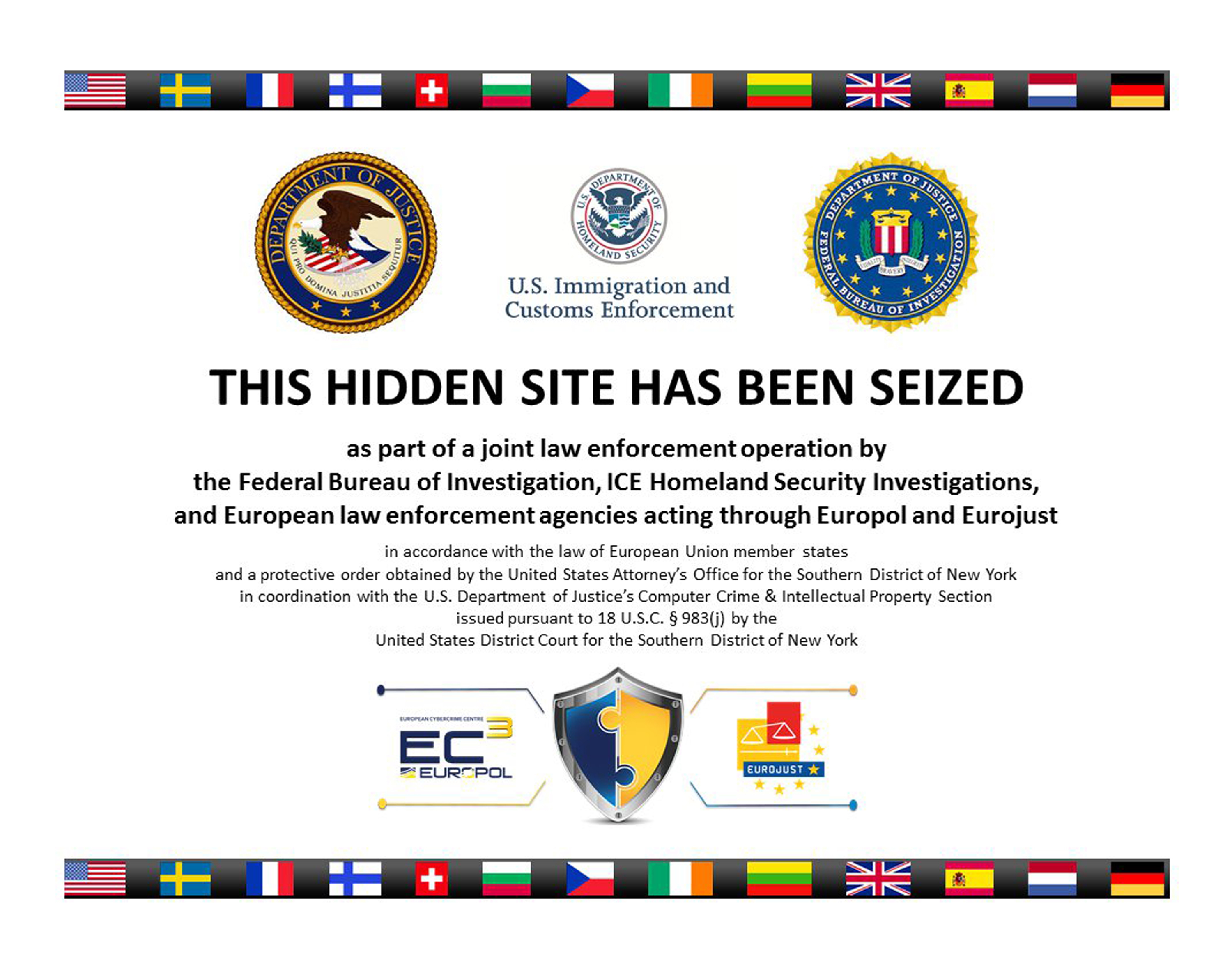 The homepage to alleged Silk Road 2.0 website is seen in a screenshot after it was closed by U.S. authorities