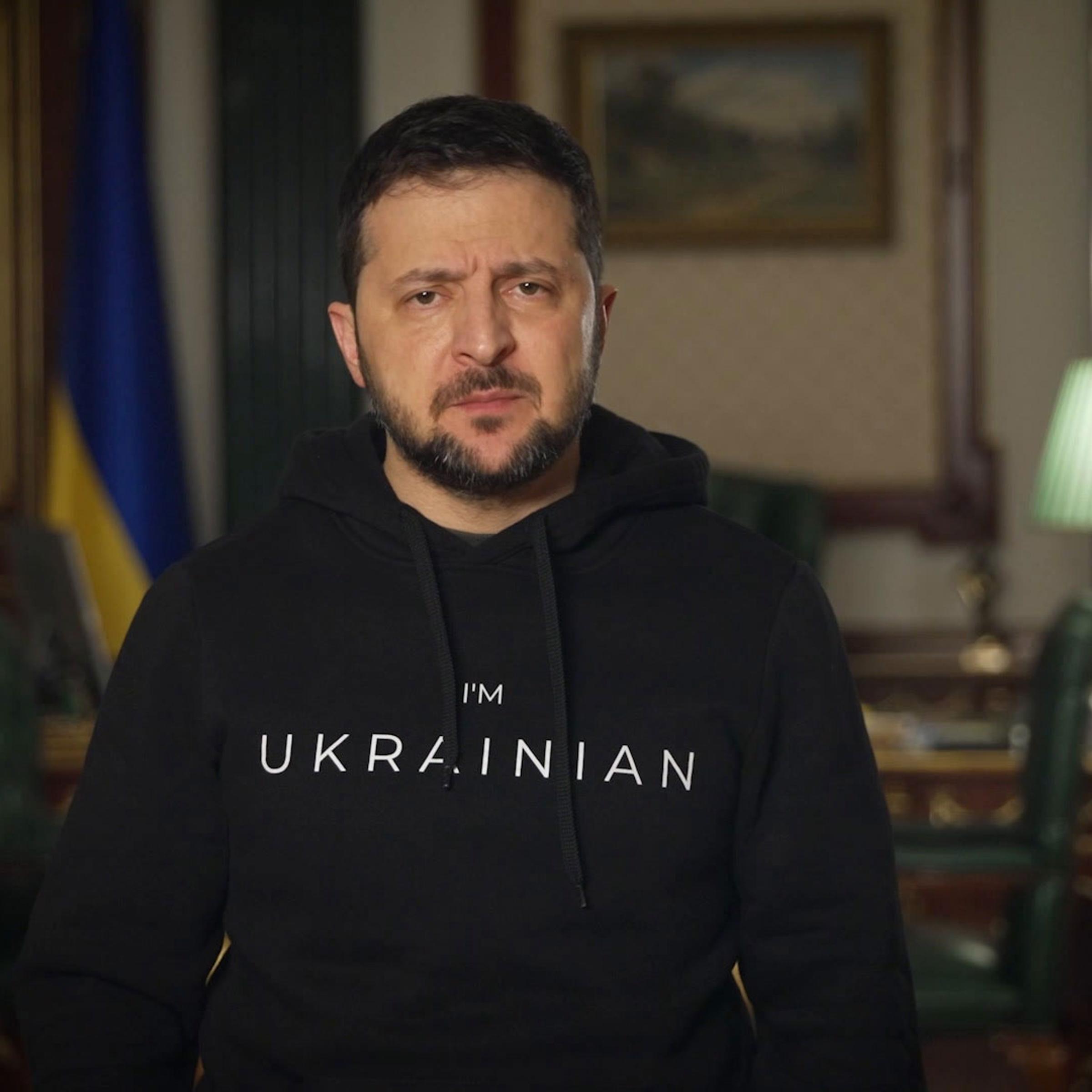 Screenshot from a video address from Volodymyr Zelensky at the TIME 2022 Person of the Year reception