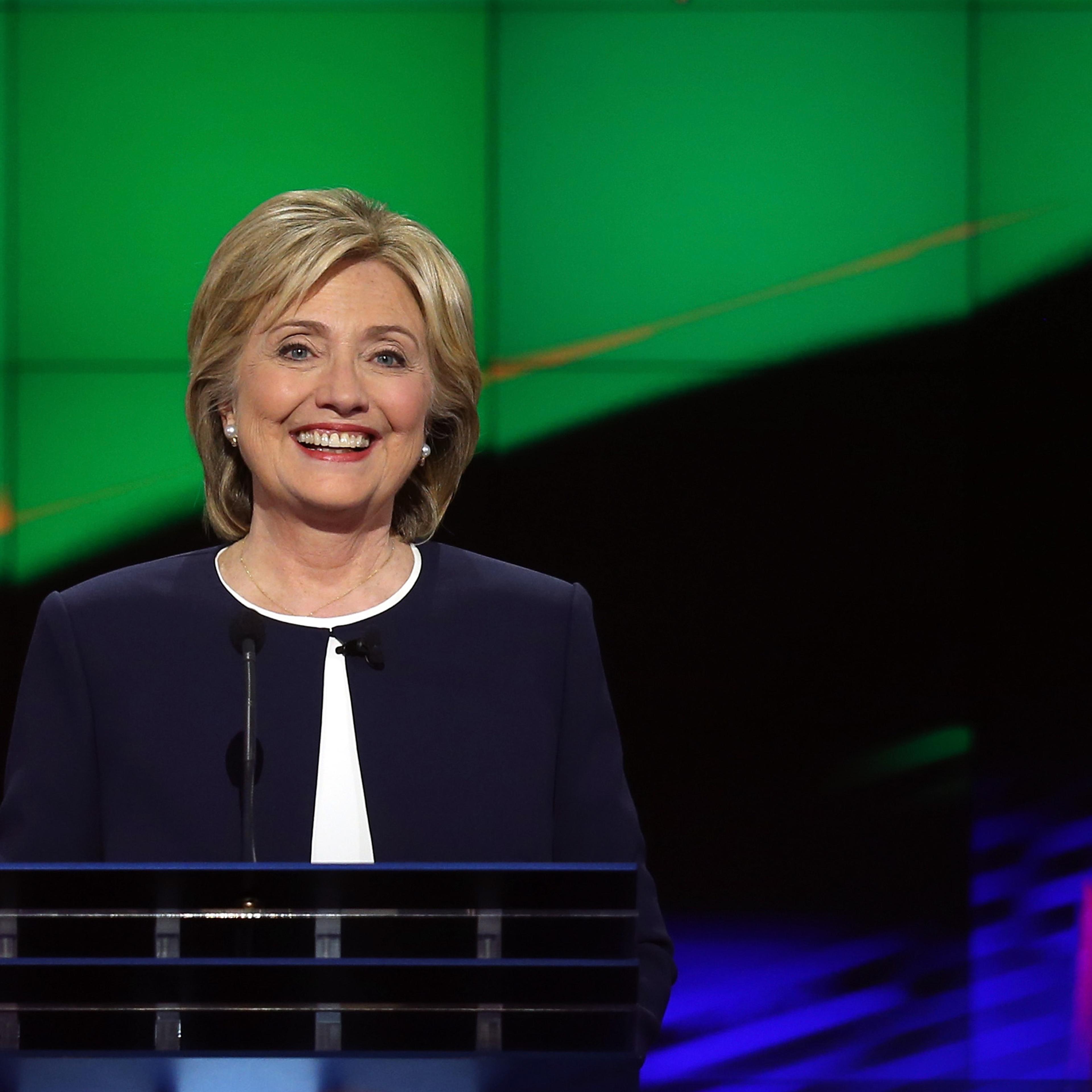 takes part in a presidential debate sponsored by CNN and Facebook at Wynn Las Vegas on October 13, 2015 in Las Vegas, Nevada. Five Democratic presidential candidates are participating in the party's first presidential debate.