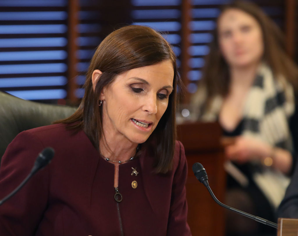 Martha McSally speaks before the Senate Armed Services Committee