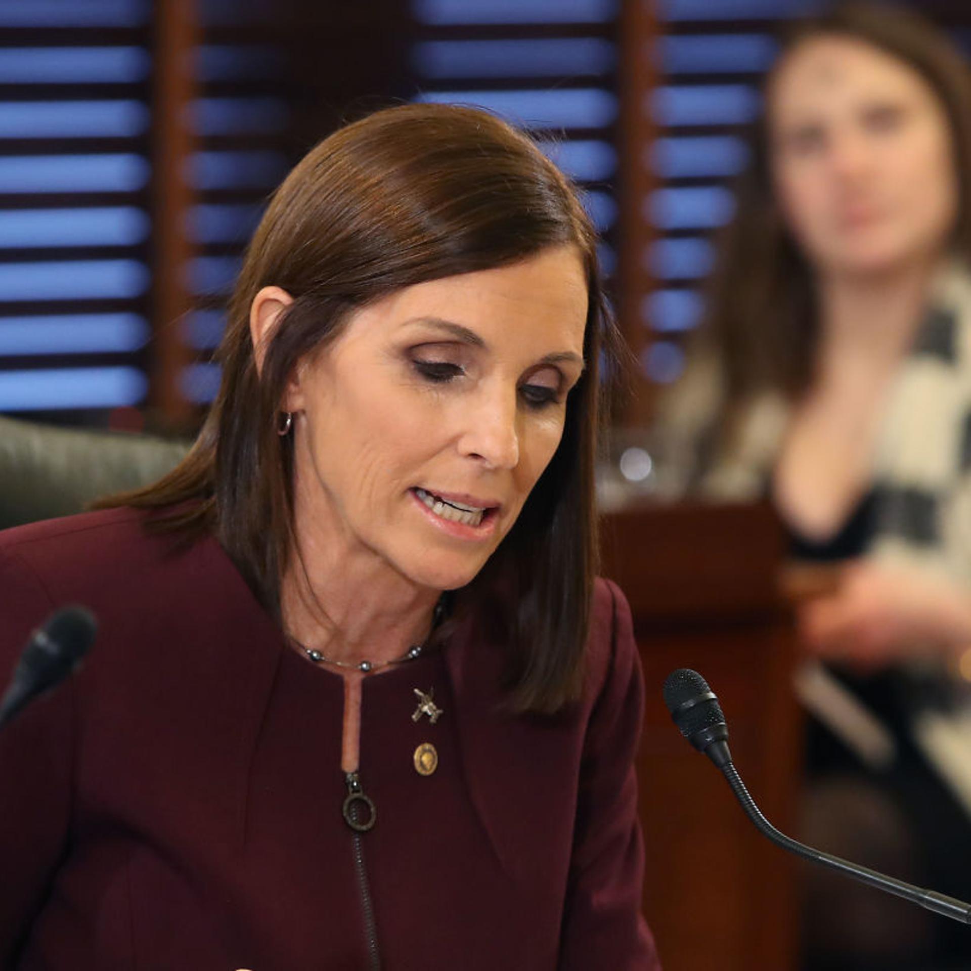 Martha McSally speaks before the Senate Armed Services Committee