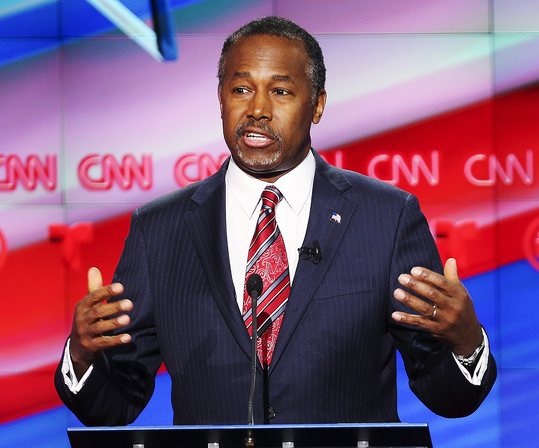 Republican presidential candidate Ben Carson speaks during the Republican presidential debate on Feb. 25, 2016 in Houston.