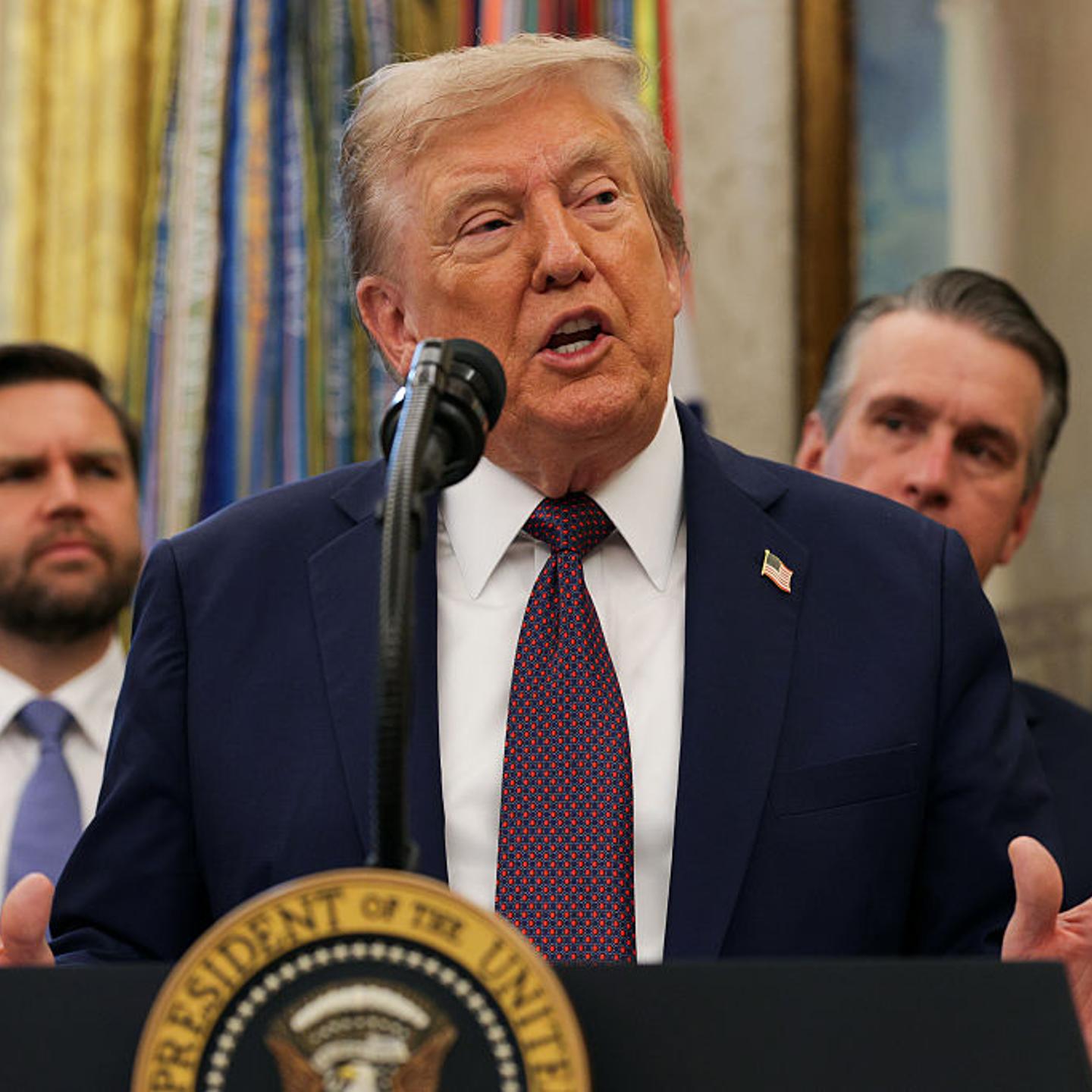 President Trump Makes Announcement In The Oval Office Of The White House