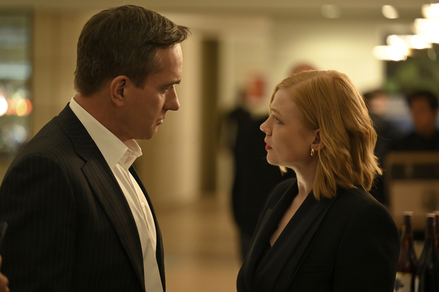 Matthew Macfadyen and Sarah Snook onscreen in Succession